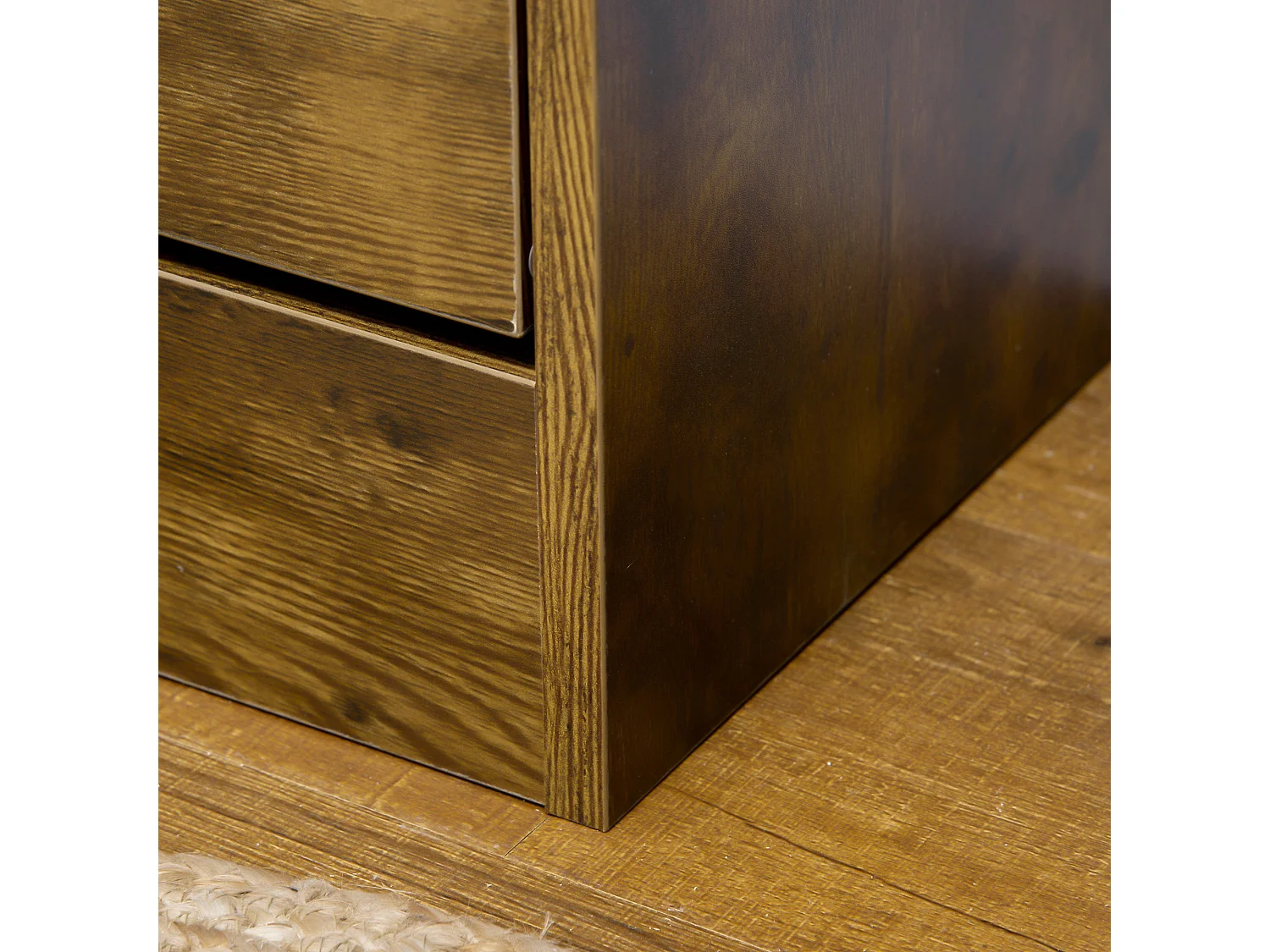 Zilado Rustic Brown Slim 2 Drawer Shoe Cabinet with Adjustable Shelves