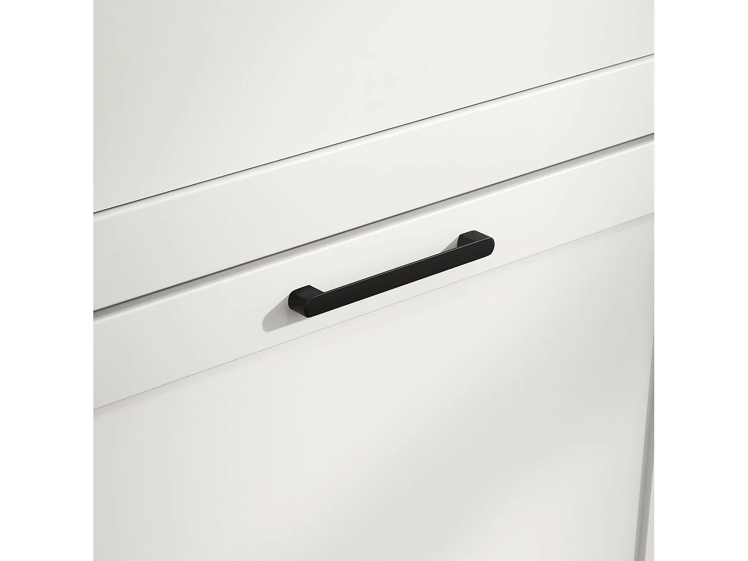Lisavi White Slim Shoe Cabinet 2 Flip Drawers Adjustable Shelves and Open Shelf 58x24x105cm