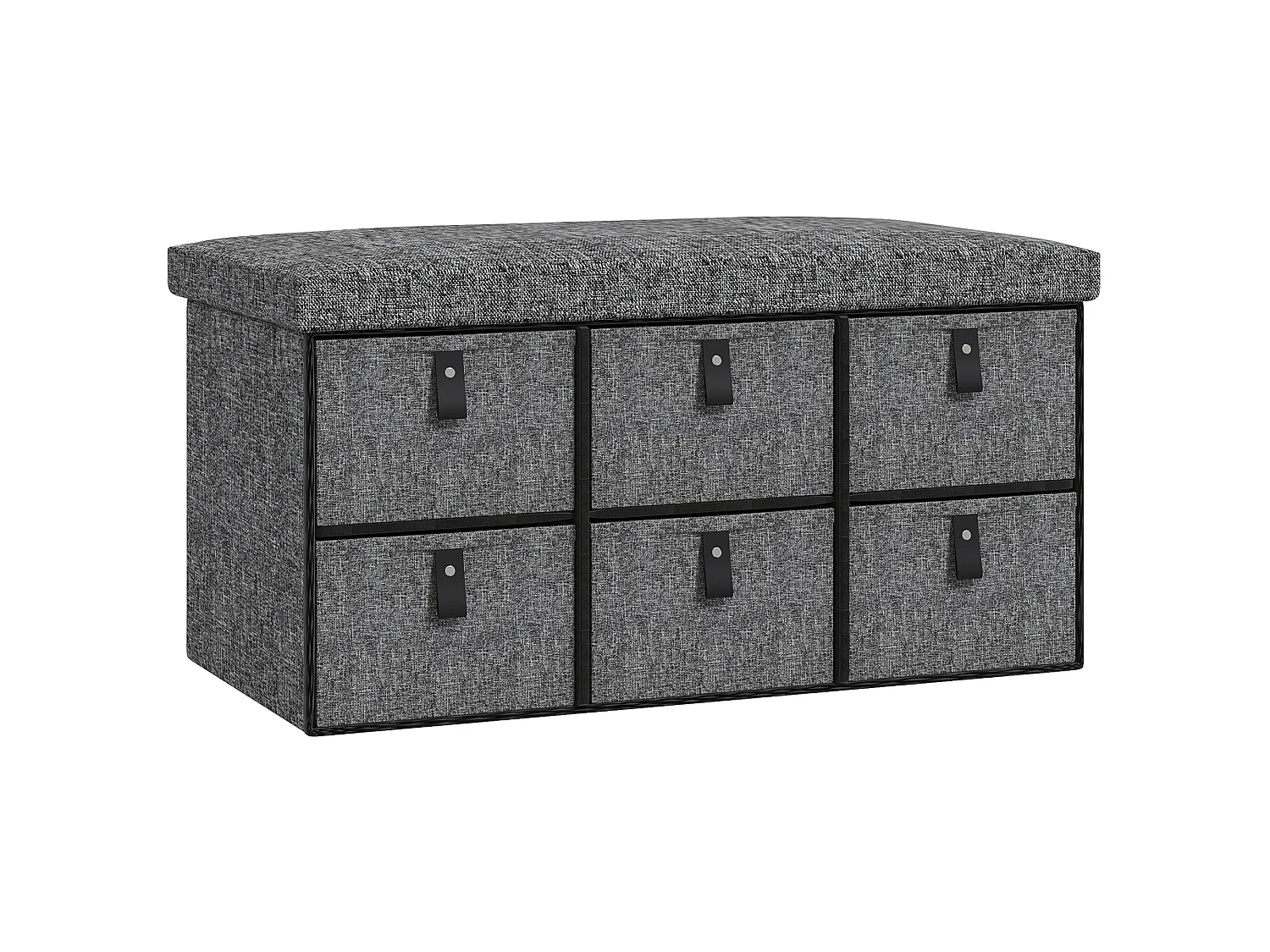 Varare Dark Grey Fabric 6 Drawer Shoe Storage Bench with Cushioned Seat