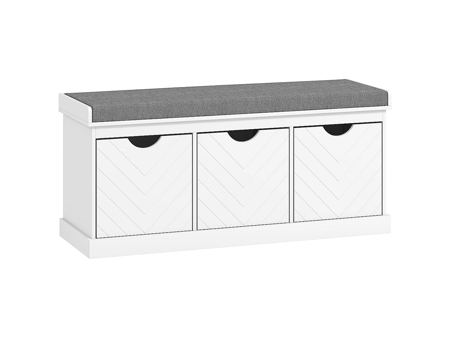 Reco Nolu White 3 Drawer Shoe Bench with Grey Padded Seat