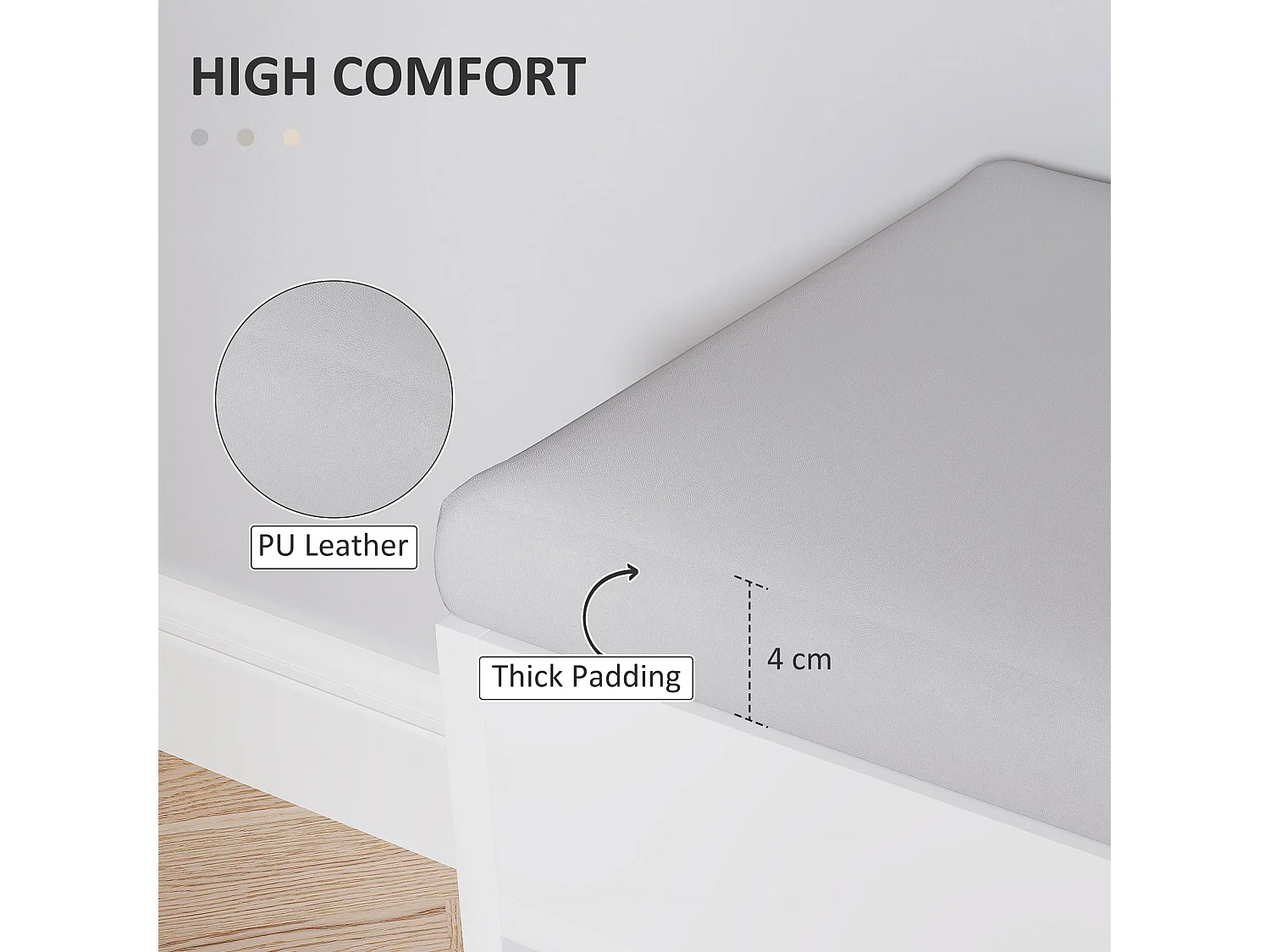 Zima Cream White Shoe Storage Bench with Hidden Compartment and Light Grey Padded Seat
