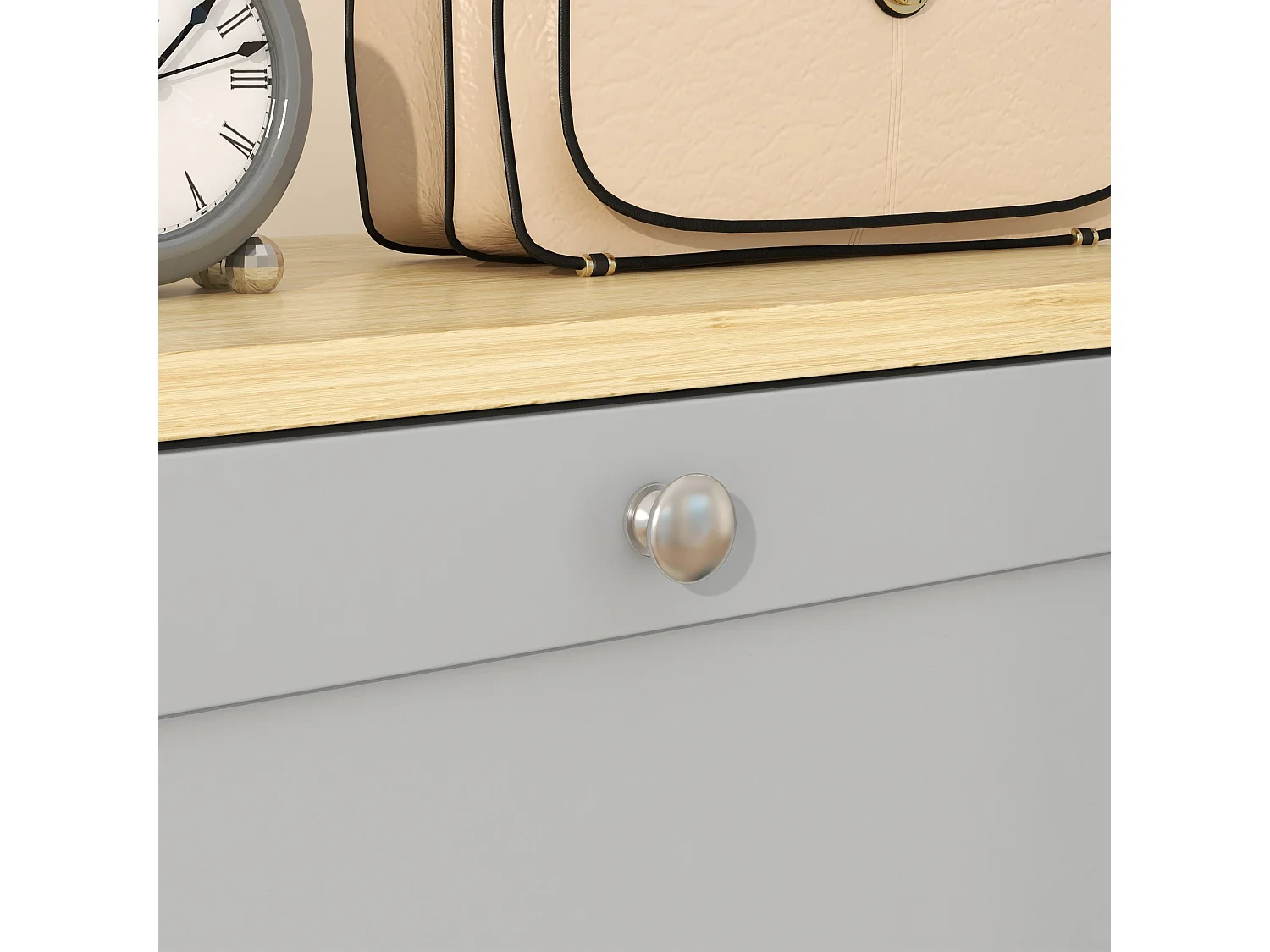Sari Grey 3 Drawer Compact Shoe Cabinet Tilt Out Storage for Halls
