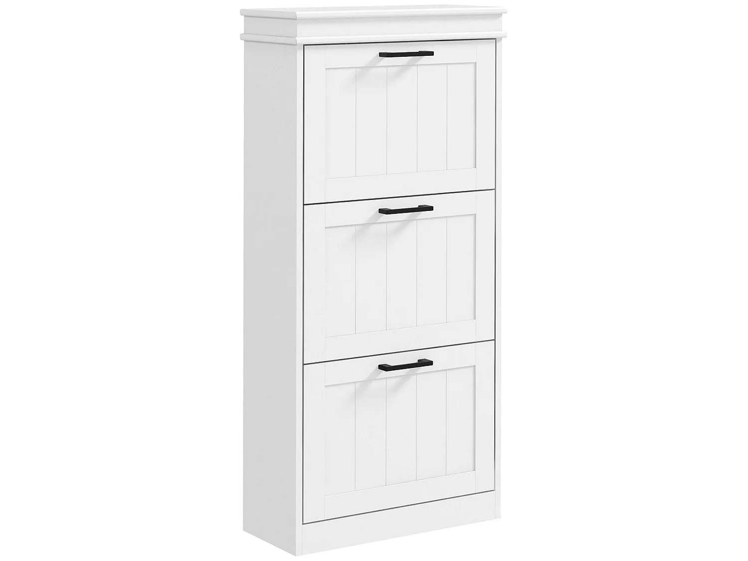 Naravi Vino White 3 Drawer Slim Shoe Cabinet Holds Up to 15 Pairs