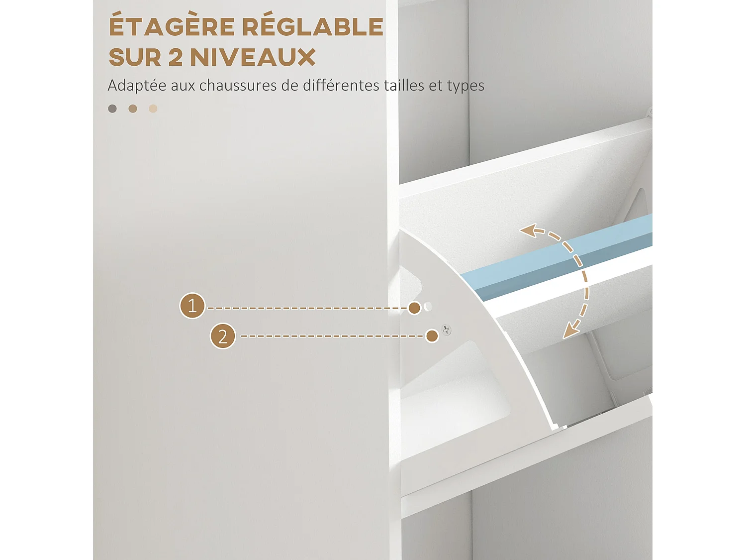 Naravi Vino White 3 Drawer Slim Shoe Cabinet Holds Up to 15 Pairs