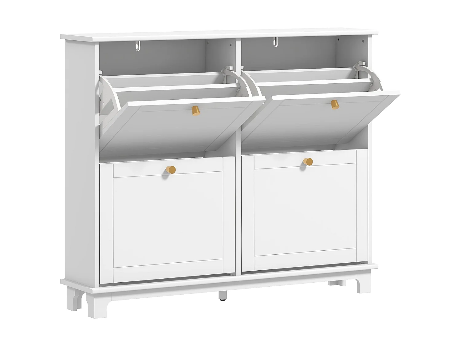 Zisuka Slim White Shoe Cabinet with 4 Flip Drawers Holds 16 Pairs