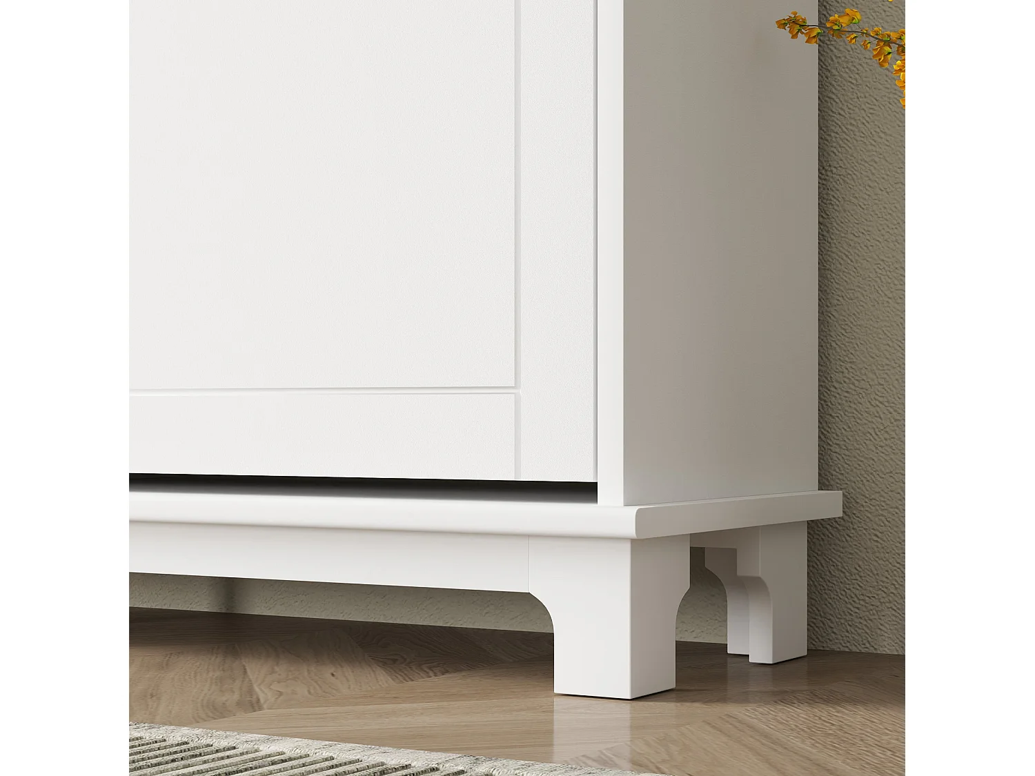 Zisuka Slim White Shoe Cabinet with 4 Flip Drawers Holds 16 Pairs