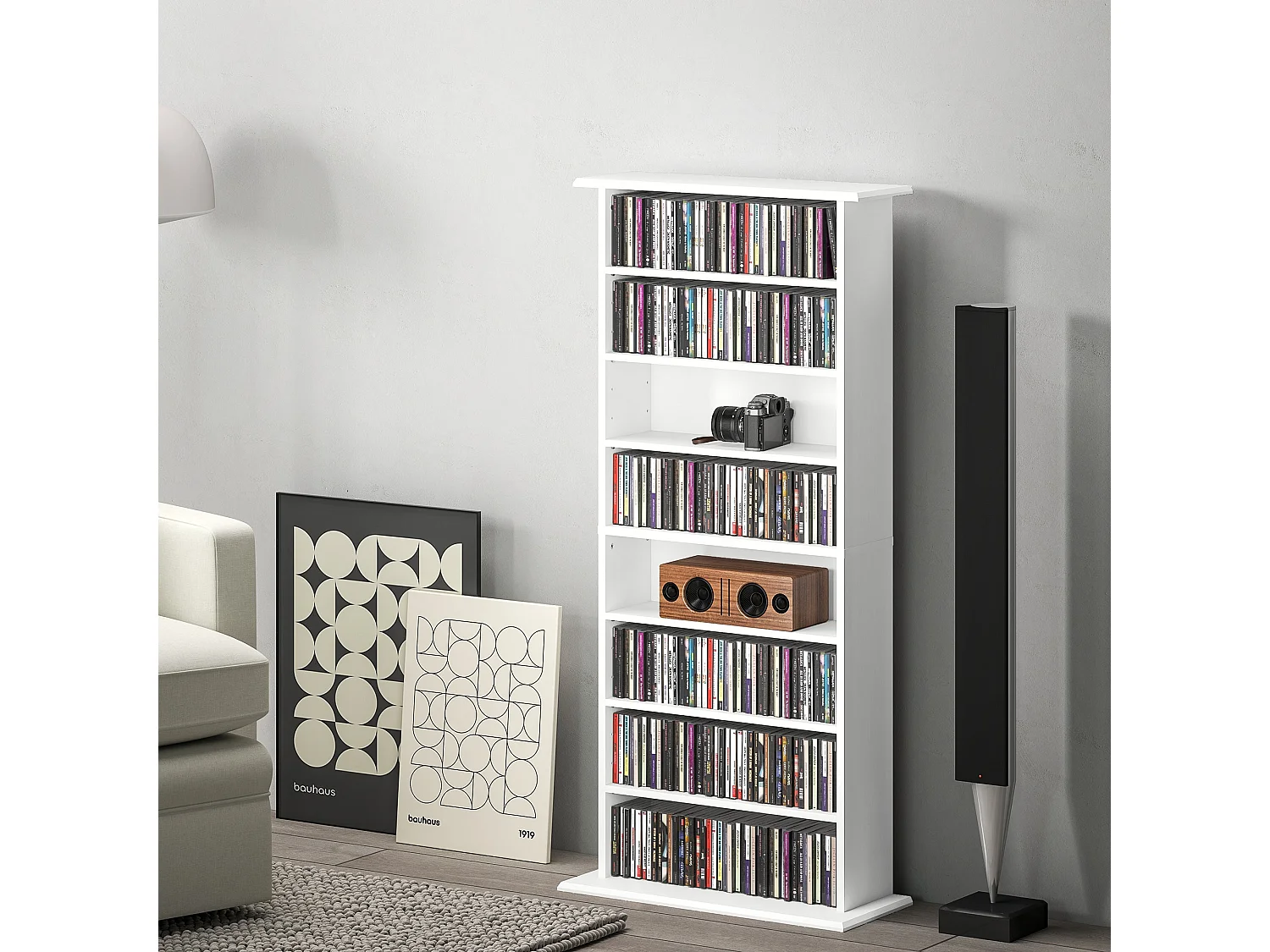 Talasa White CD Storage Unit 360 Disc Capacity