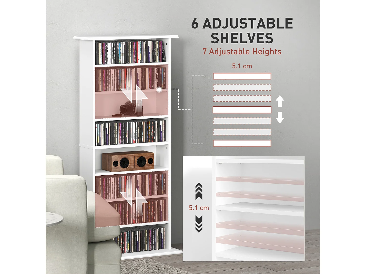 Talasa White CD Storage Unit 360 Disc Capacity