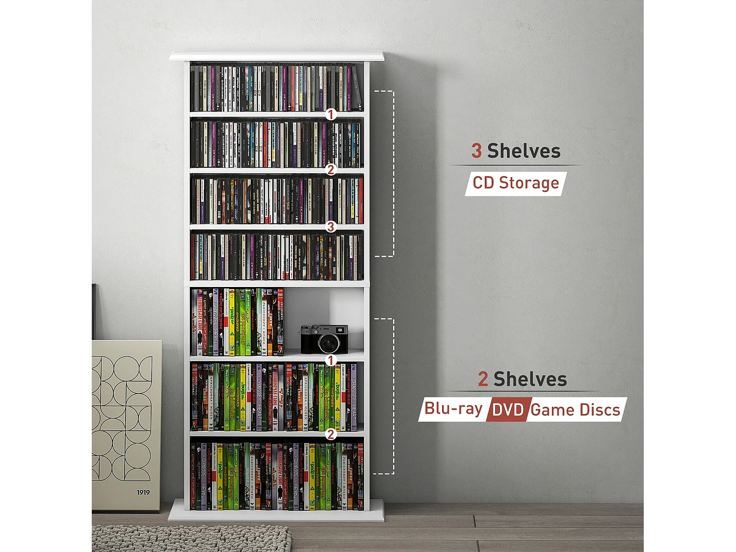 Talasa White CD Storage Unit 360 Disc Capacity
