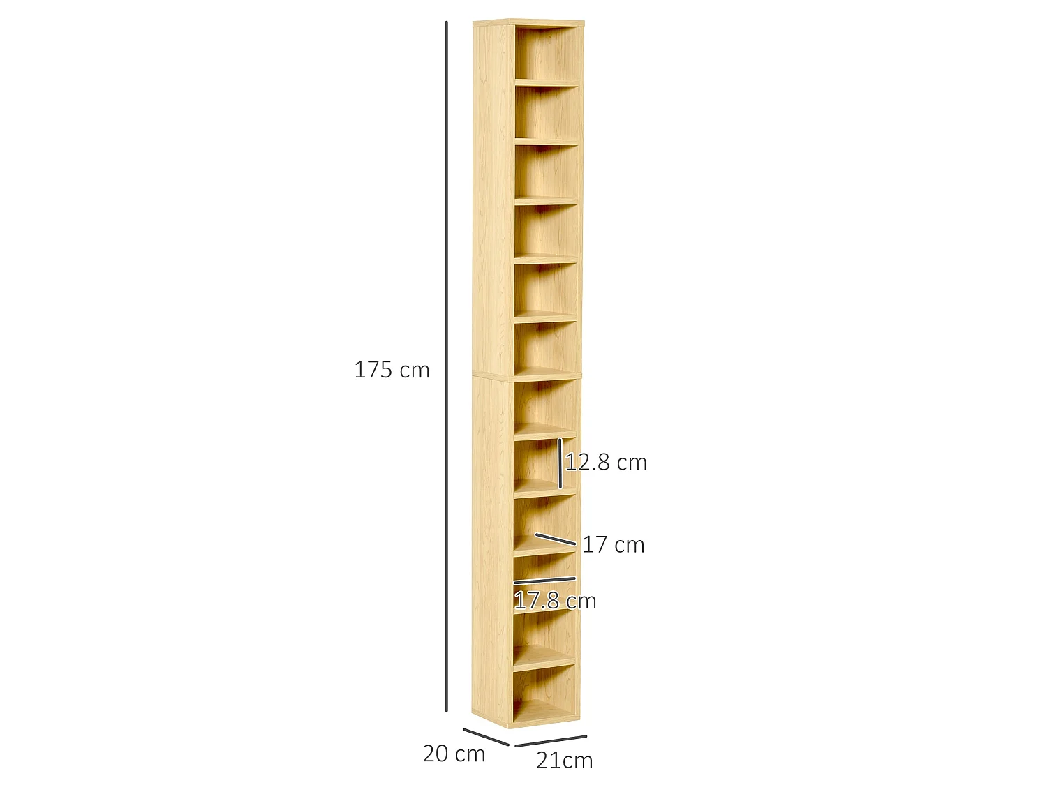 Yoel Oak Tone Tall Narrow CD Storage Tower 204 Disc Capacity