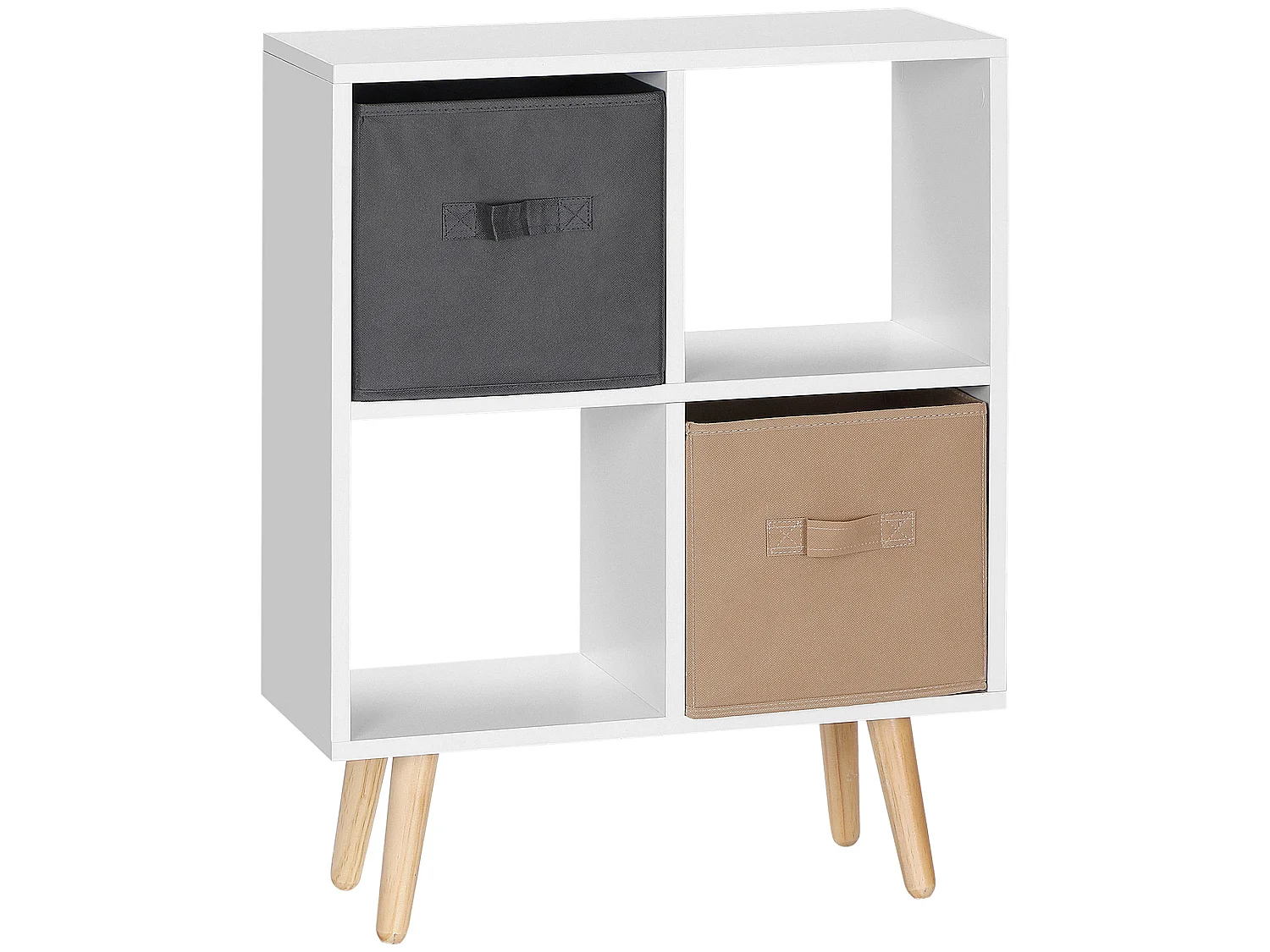 Momo 4 Cube Storage Unit with 2 Fabric Drawers White