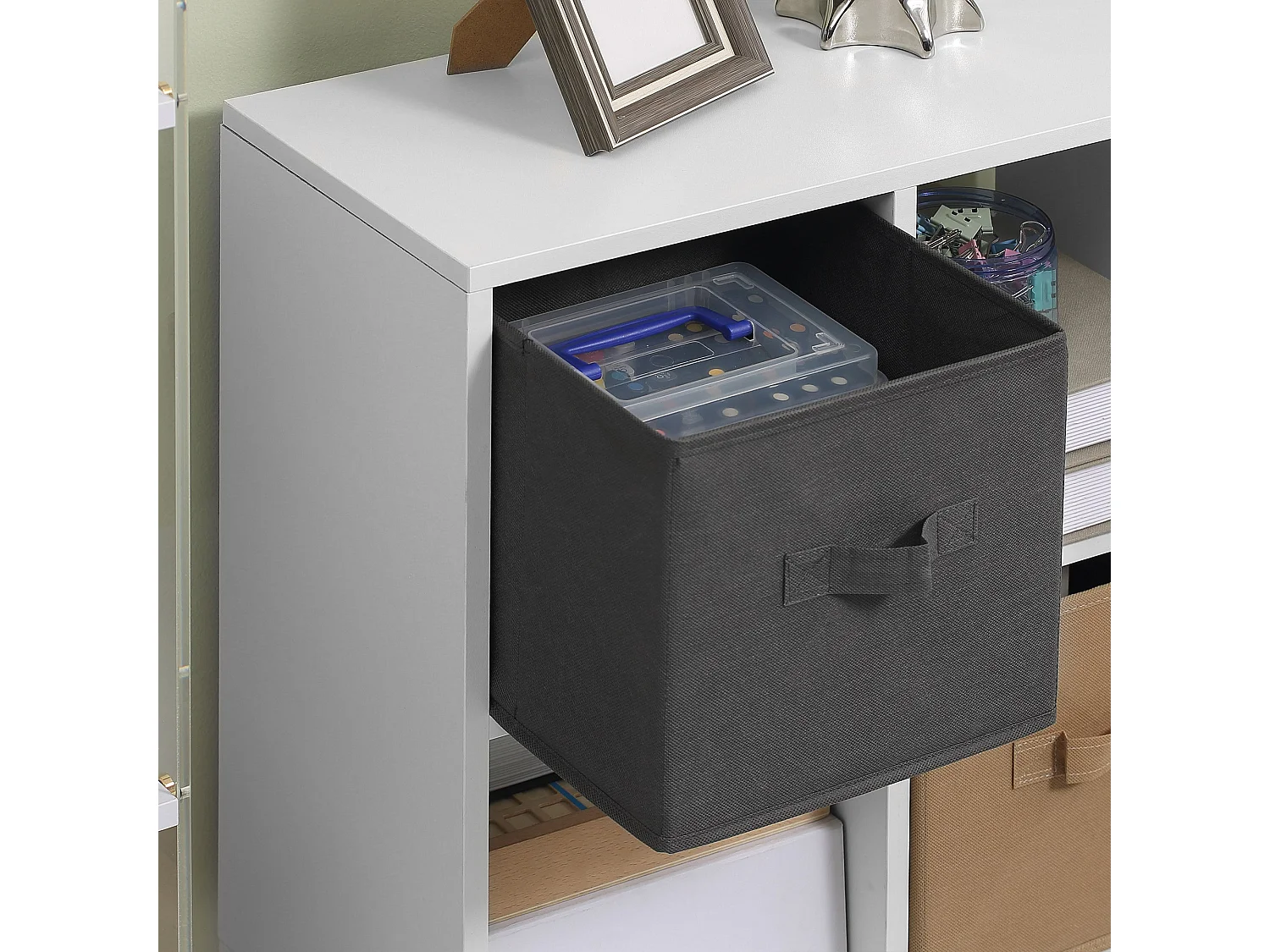 Momo 4 Cube Storage Unit with 2 Fabric Drawers White