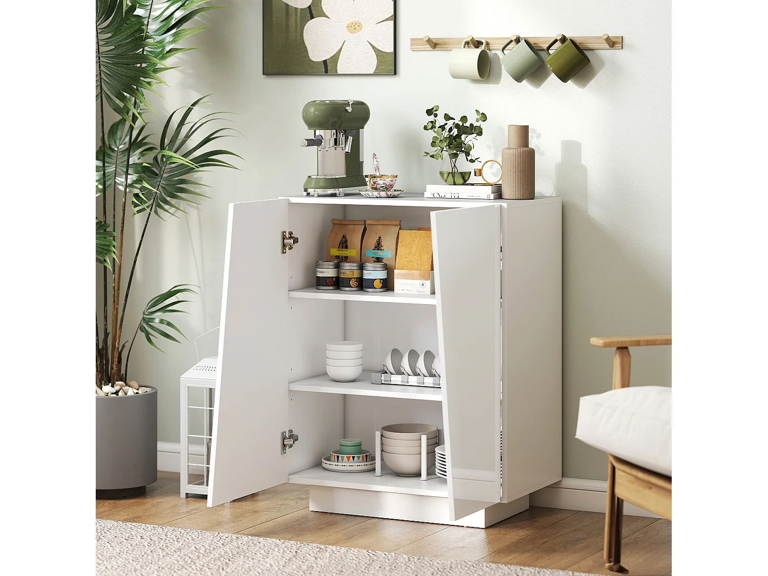 Ranifa High Gloss White Freestanding Storage Cabinet 2 Doors