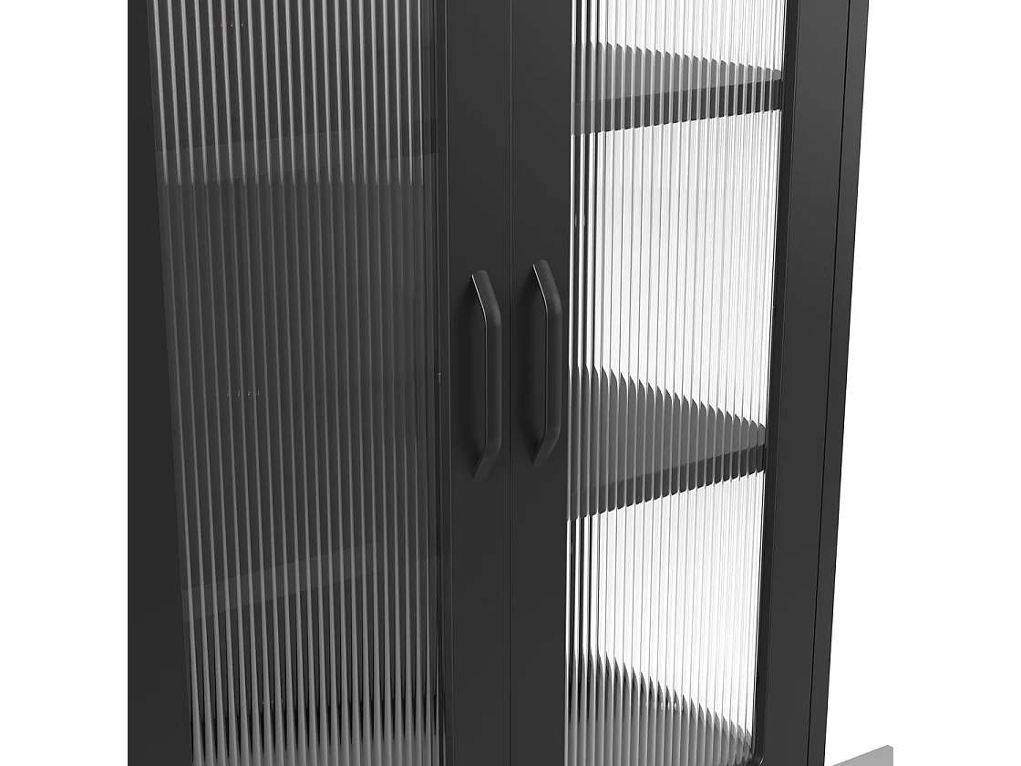 Barla Black Steel 2 Door Cabinet with Reeded Glass
