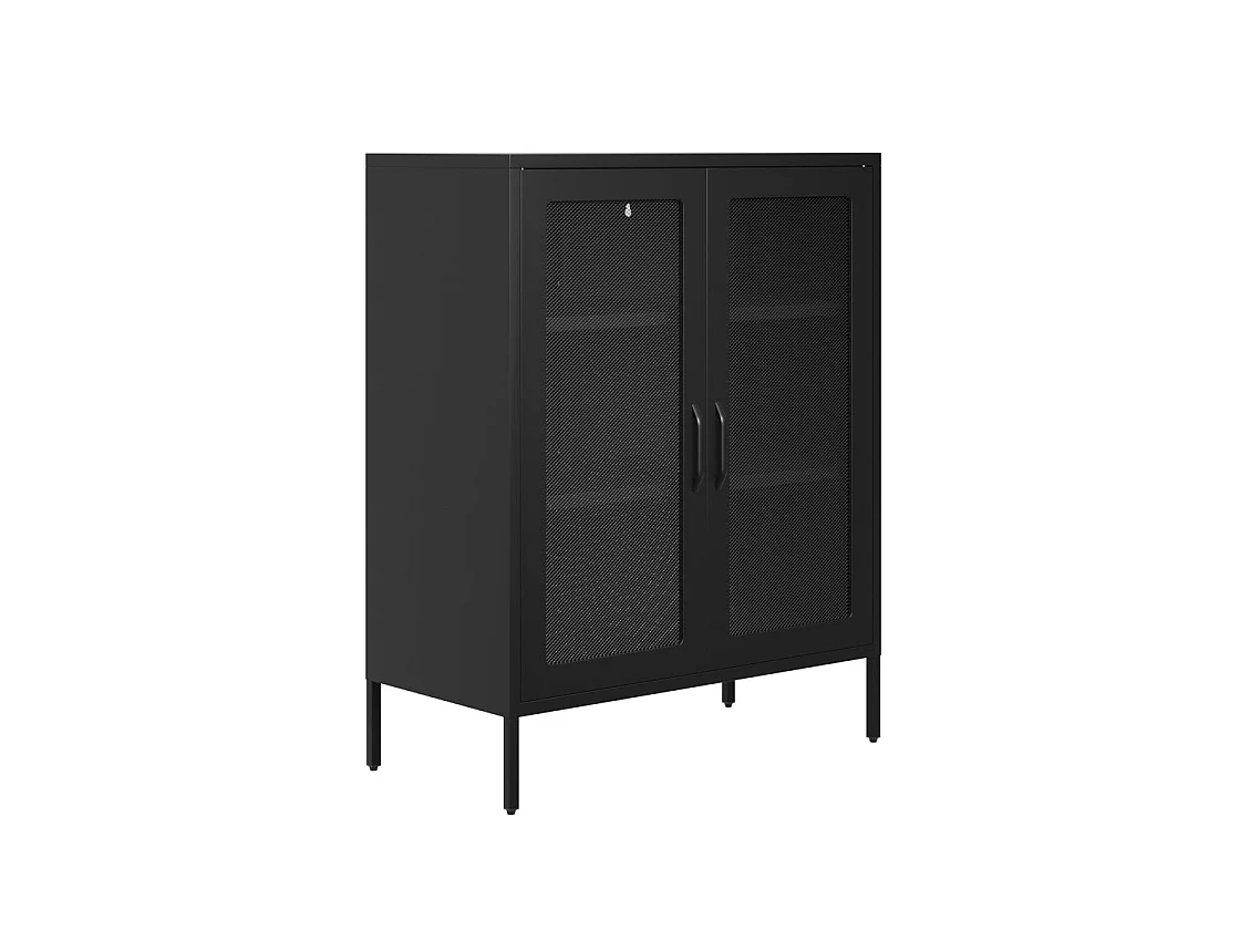 Patak Black Metal Mesh Cabinet 2 Doors 2 Shelves