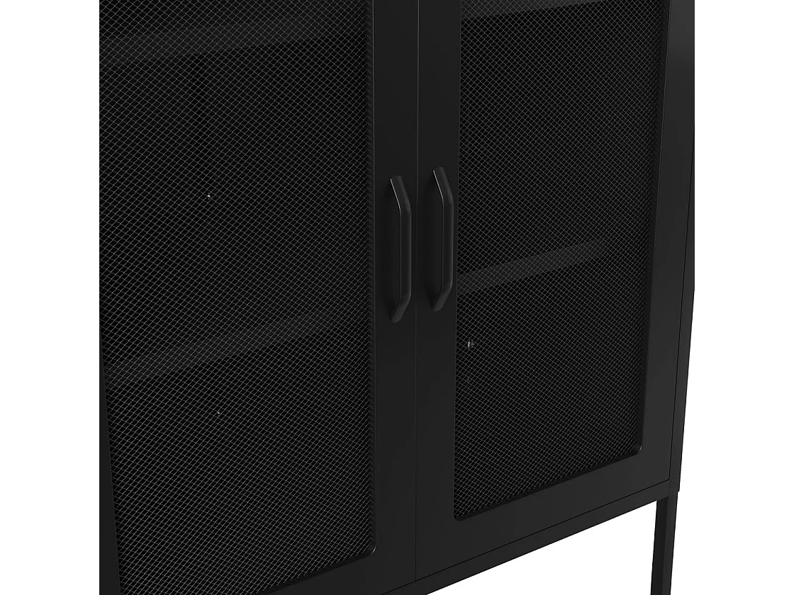 Patak Black Metal Mesh Cabinet 2 Doors 2 Shelves