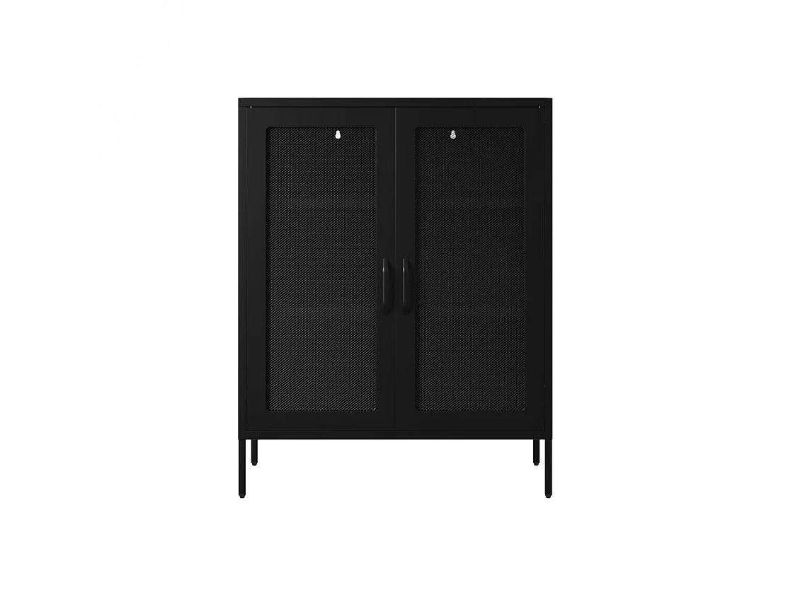 Patak Black Metal Mesh Cabinet 2 Doors 2 Shelves