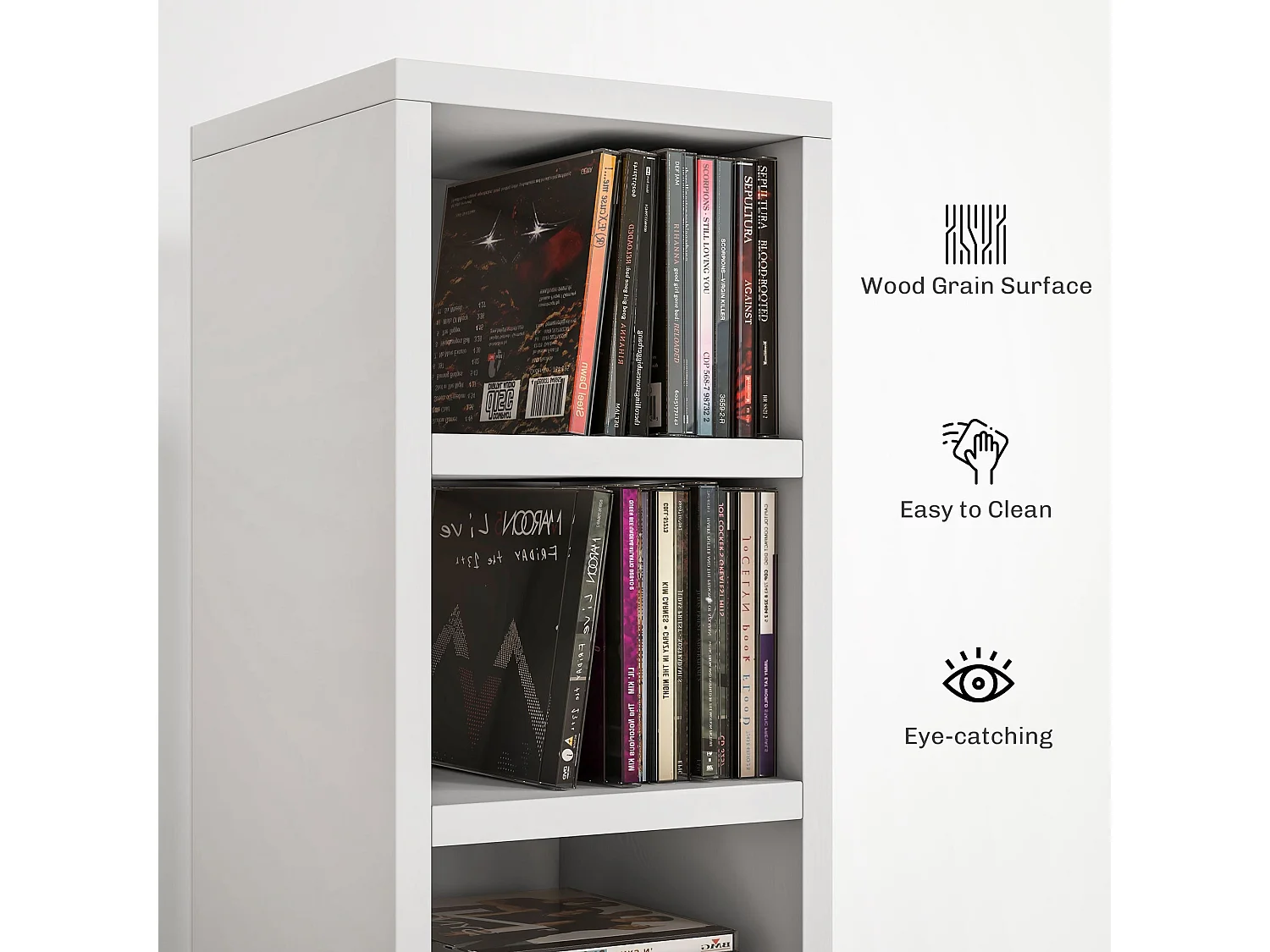 Manina Tall Narrow White CD Storage Tower 204 Disc Capacity