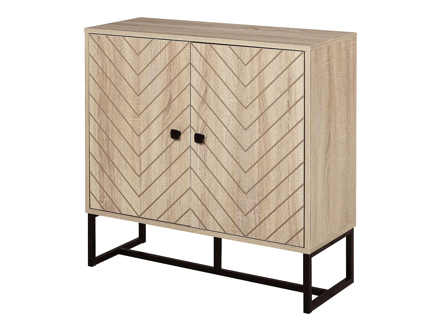 Mizi Liri Oak Effect 2 Door Storage Cabinet with Chevron Doors