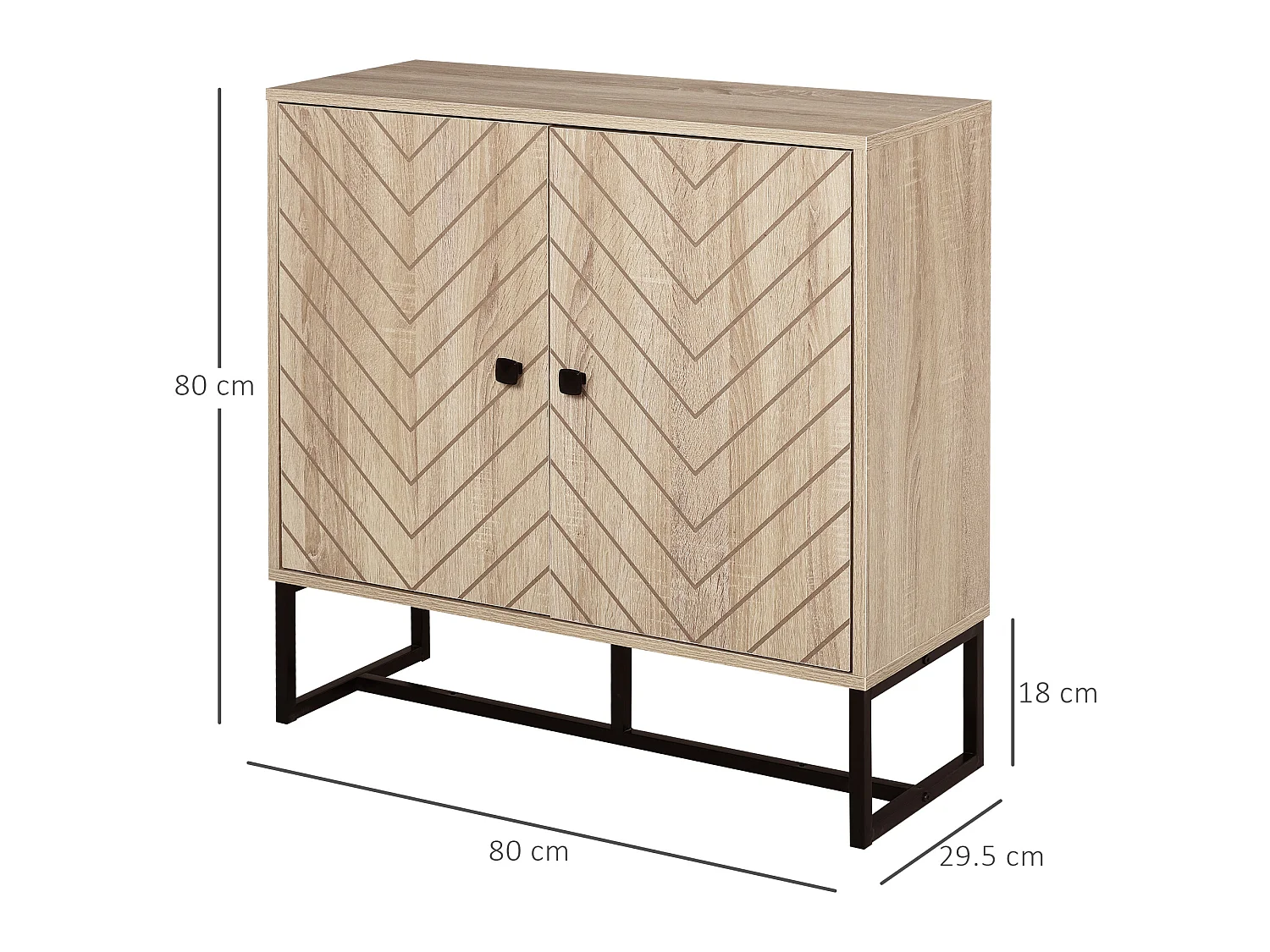 Mizi Liri Oak Effect 2 Door Storage Cabinet with Chevron Doors