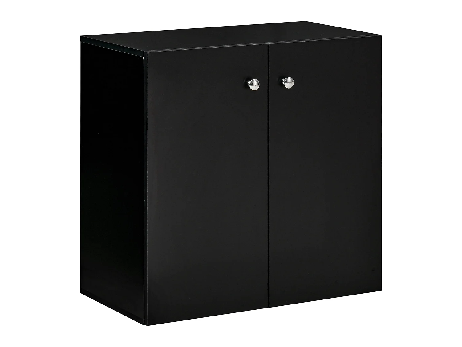 Cosofi Black Freestanding Storage Cabinet 2 Doors 2 Shelves 70x70x39cm