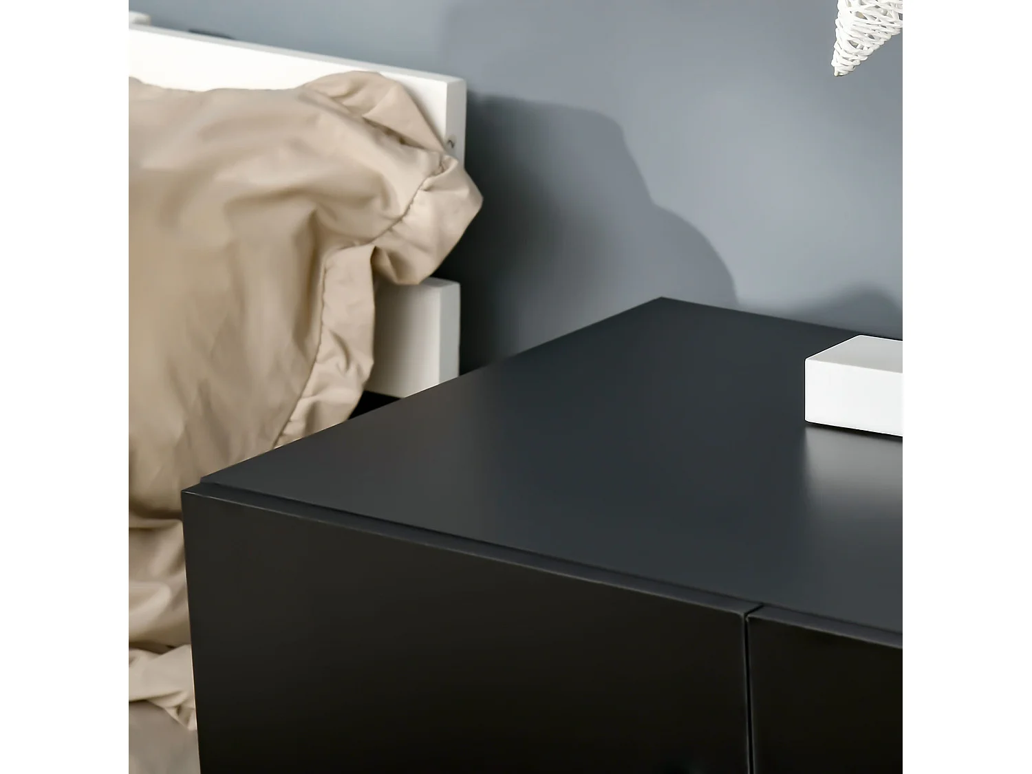 Cosofi Black Freestanding Storage Cabinet 2 Doors 2 Shelves 70x70x39cm