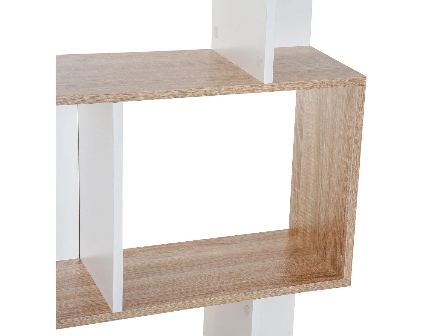 Solieco Oak and White S Shaped 5 Tier Freestanding Bookcase