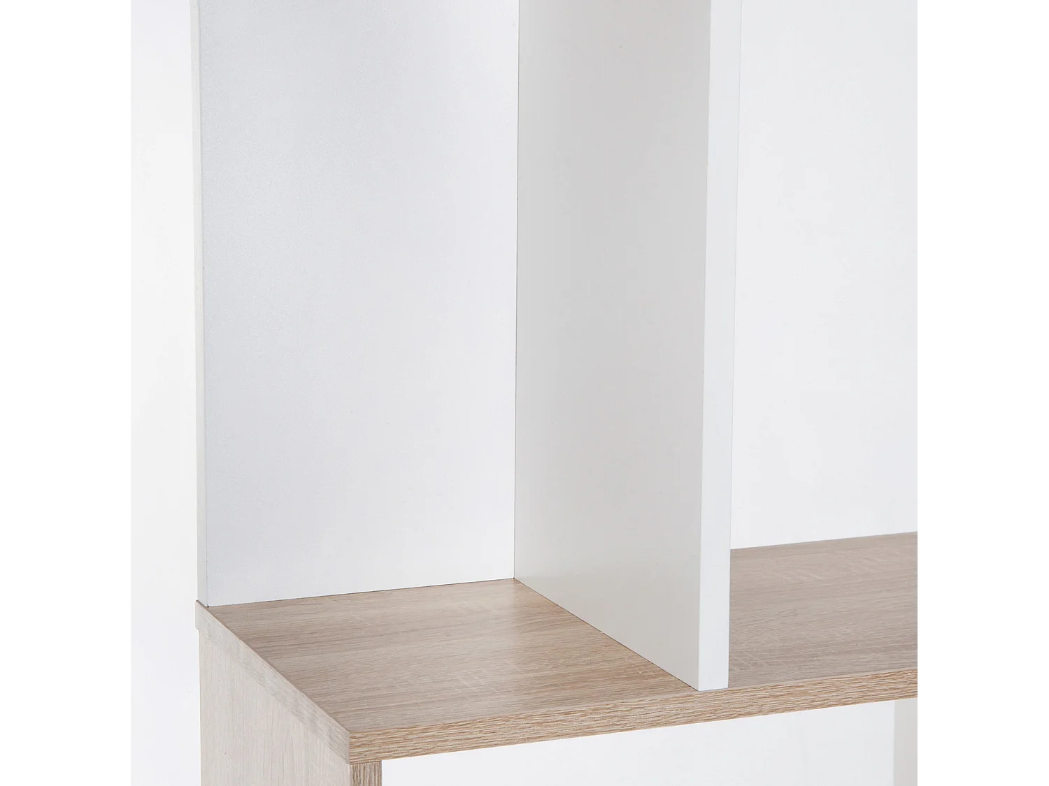 Solieco Oak and White S Shaped 5 Tier Freestanding Bookcase