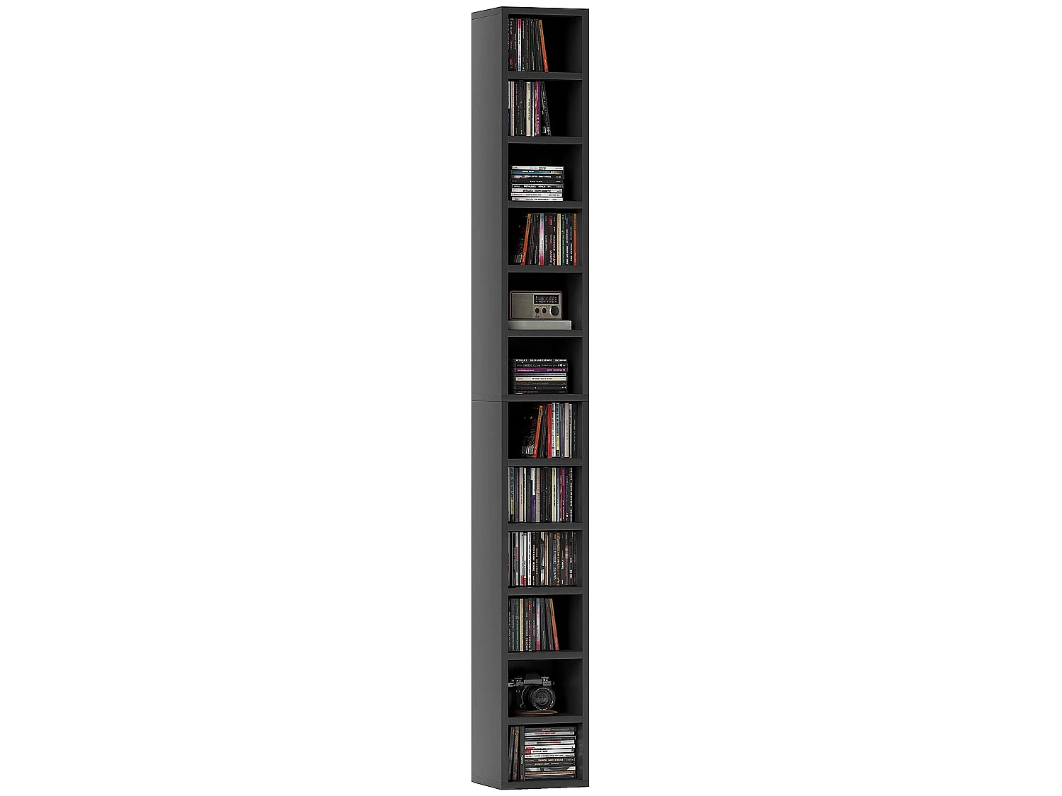 Nisapa Black Tall Narrow Media Storage Tower 204 CD Capacity