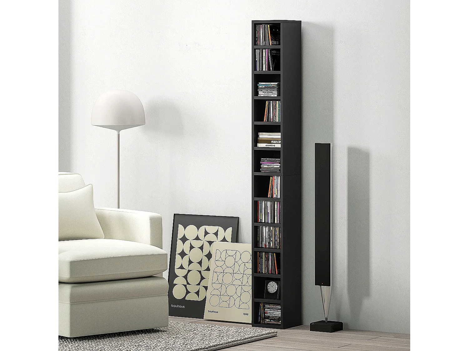 Nisapa Black Tall Narrow Media Storage Tower 204 CD Capacity