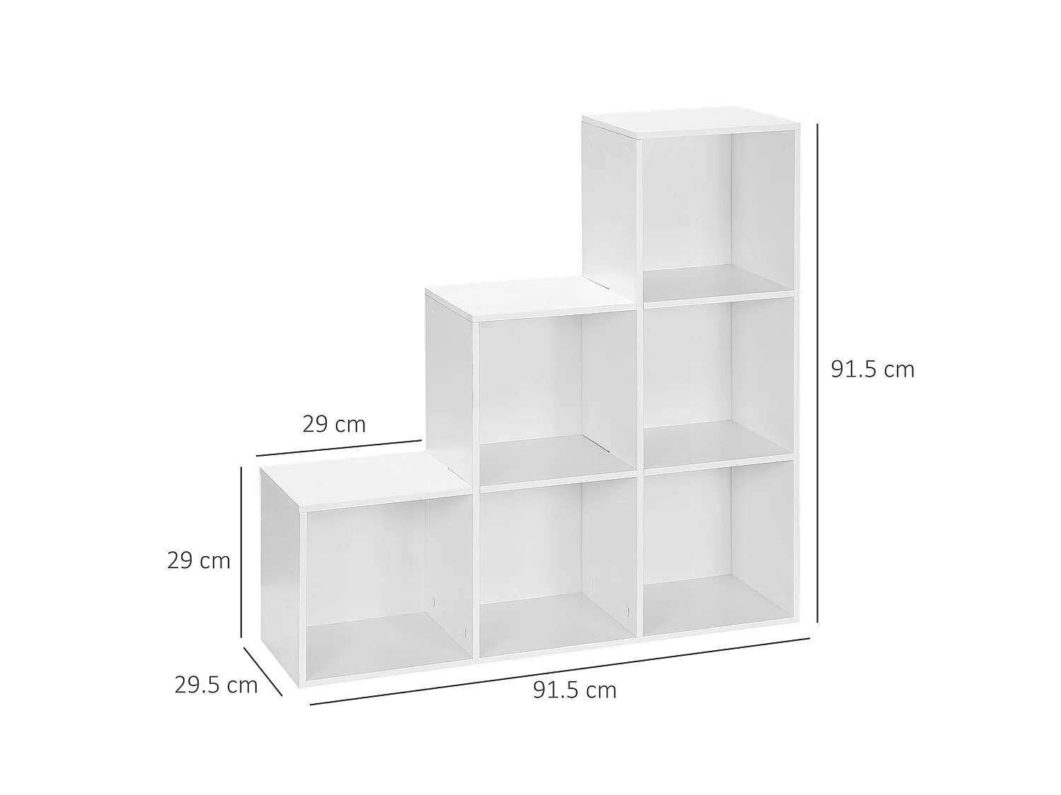 Yora Wood 3 Tier 6 Cube Storage Bookcase White