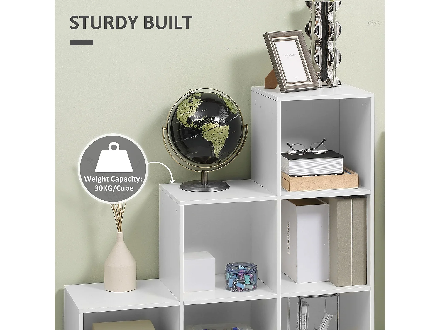 Yora Wood 3 Tier 6 Cube Storage Bookcase White