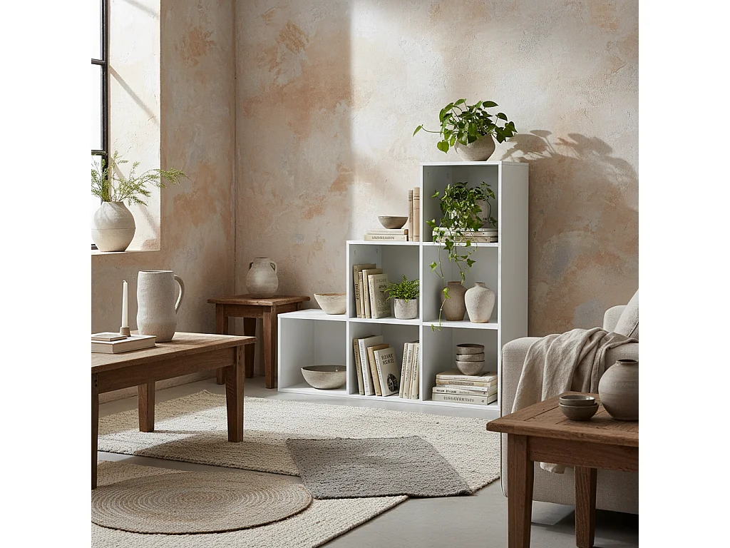 Yora Wood 3 Tier 6 Cube Storage Bookcase White