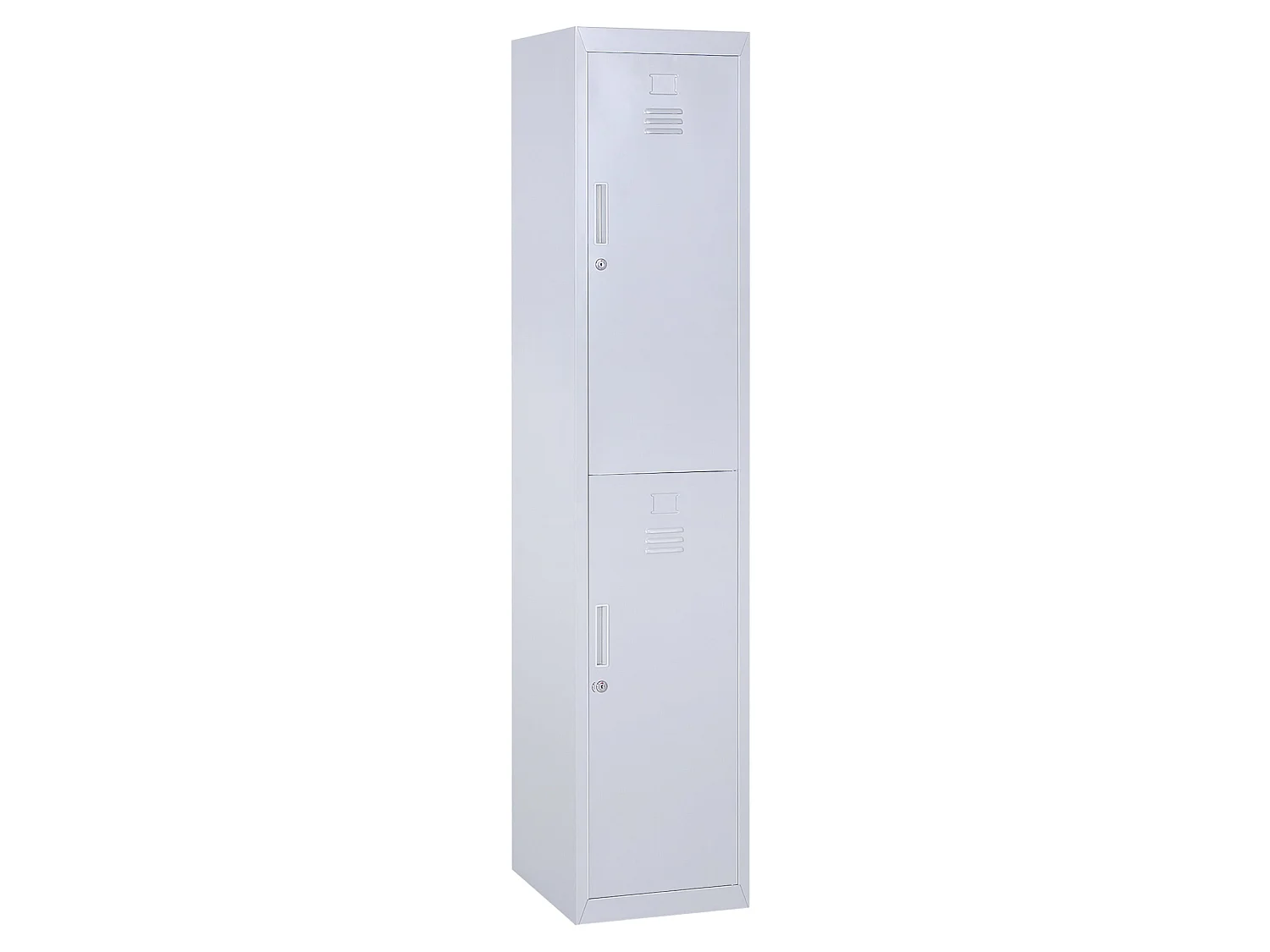 Marino 180cm Light Grey Metal Locker Cabinet 2 Lockable Doors Internal Shelves