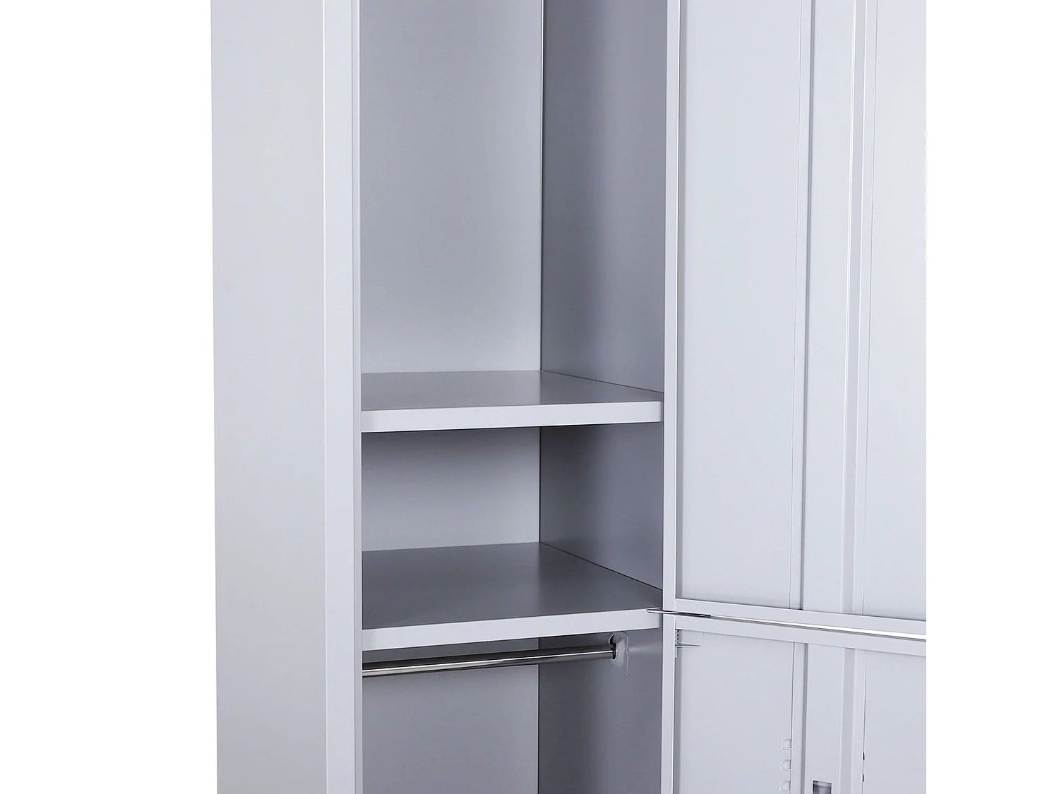 Marino 180cm Light Grey Metal Locker Cabinet 2 Lockable Doors Internal Shelves