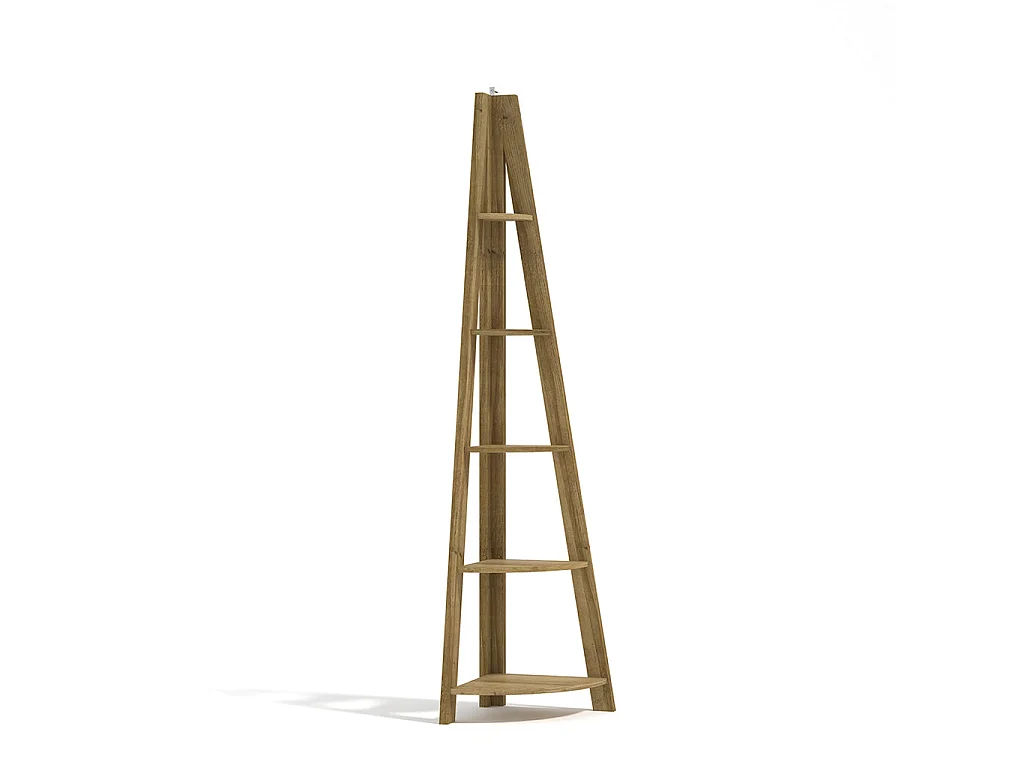 Athy Brown Oak Corner Ladder Shelving Unit 4 Open Shelves