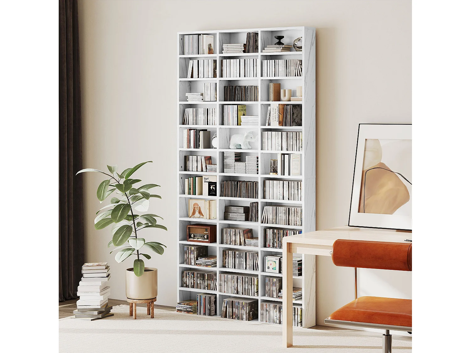 Somole Tano Marble Effect MDF Adjustable CD Storage Cabinet 102 x 195cm