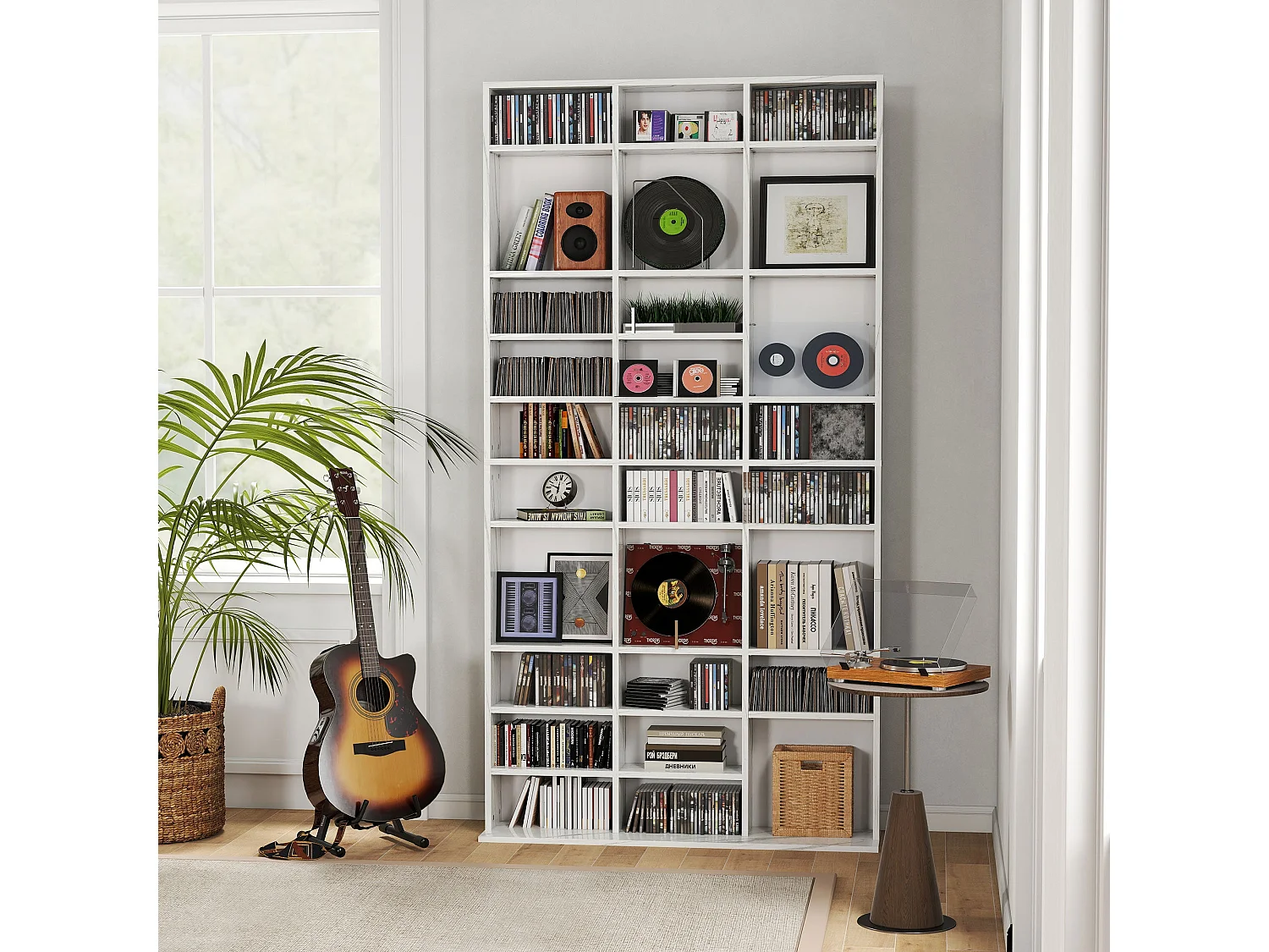 Somole Tano Marble Effect MDF Adjustable CD Storage Cabinet 102 x 195cm