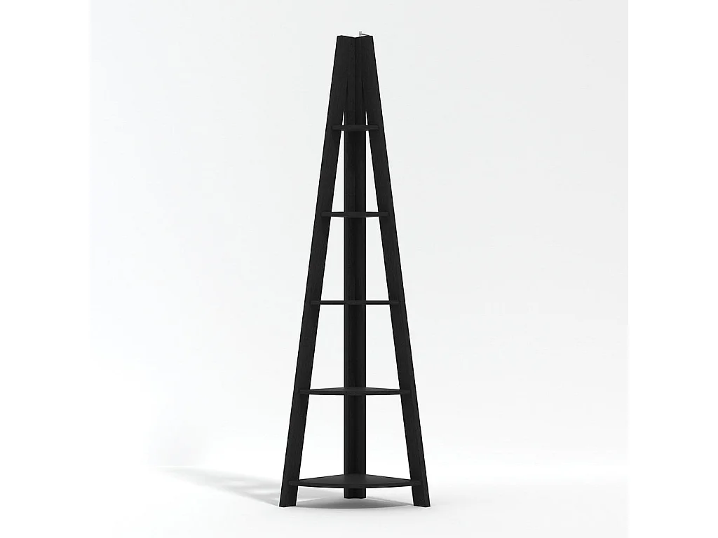 Athy Black Wooden Corner Ladder Shelving 5 Open Shelves