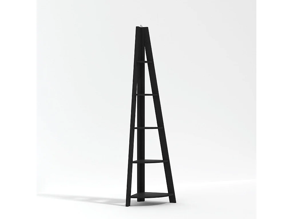Athy Black Wooden Corner Ladder Shelving 5 Open Shelves