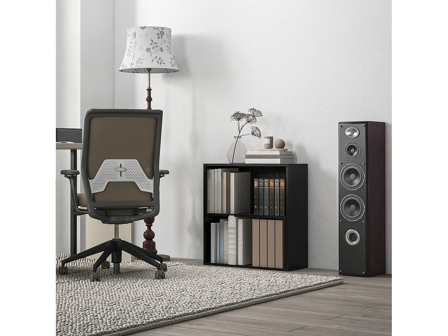 Rokepa Black 2 Tier Bookcase Adjustable Shelf Melamine Finish