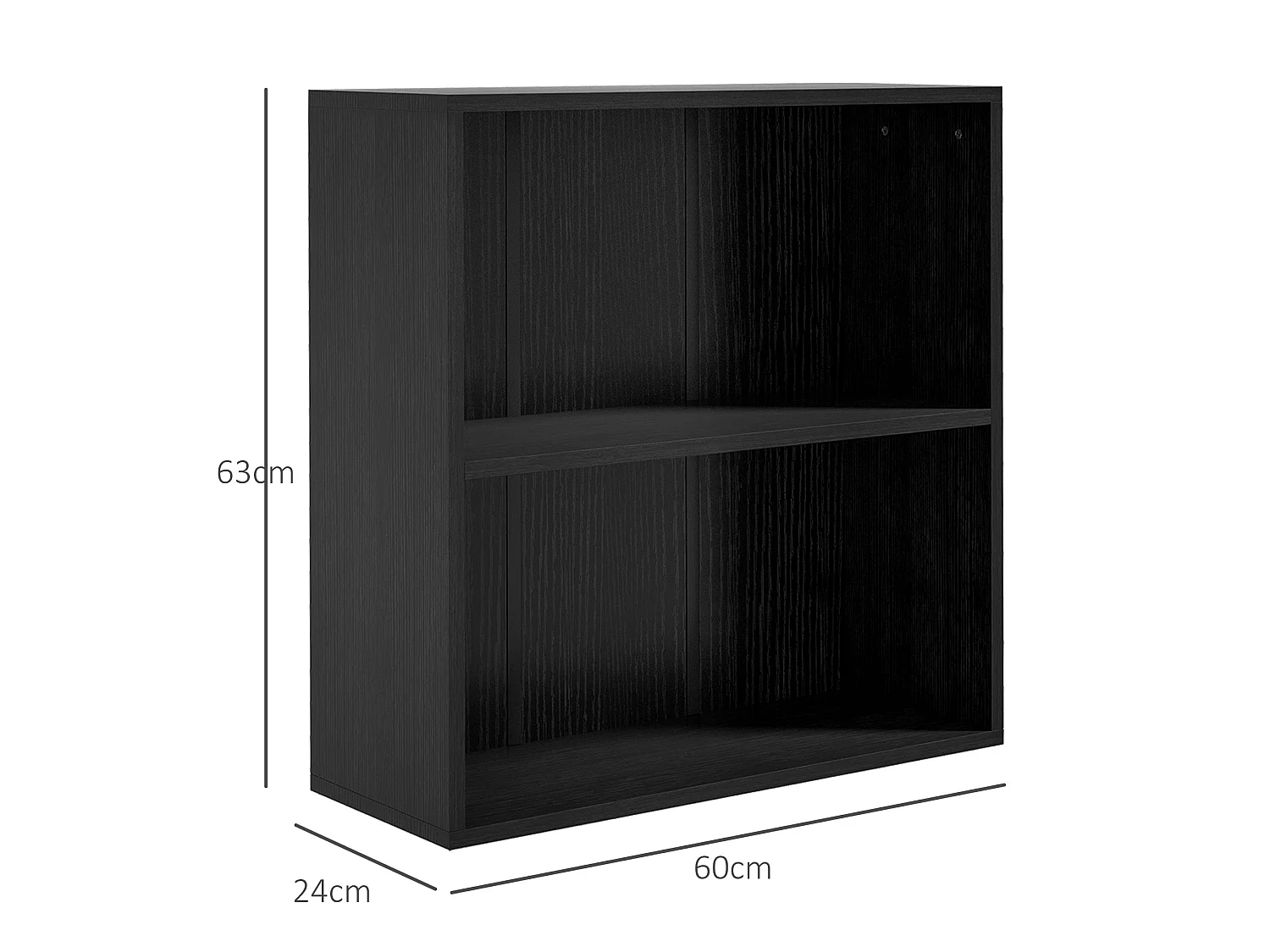 Rokepa Black 2 Tier Bookcase Adjustable Shelf Melamine Finish