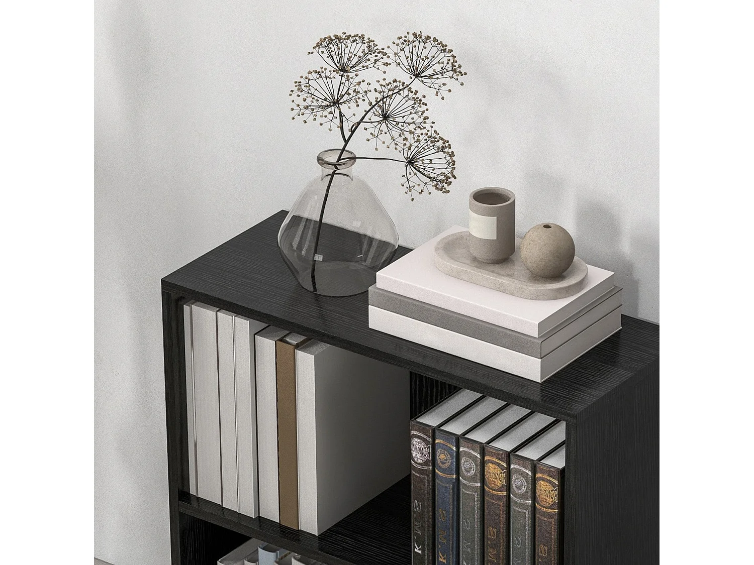 Rokepa Black 2 Tier Bookcase Adjustable Shelf Melamine Finish