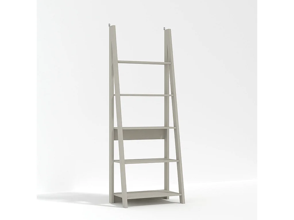 Athy Grey Wooden Ladder Bookcase 5 Shelf Modern Grey Finish