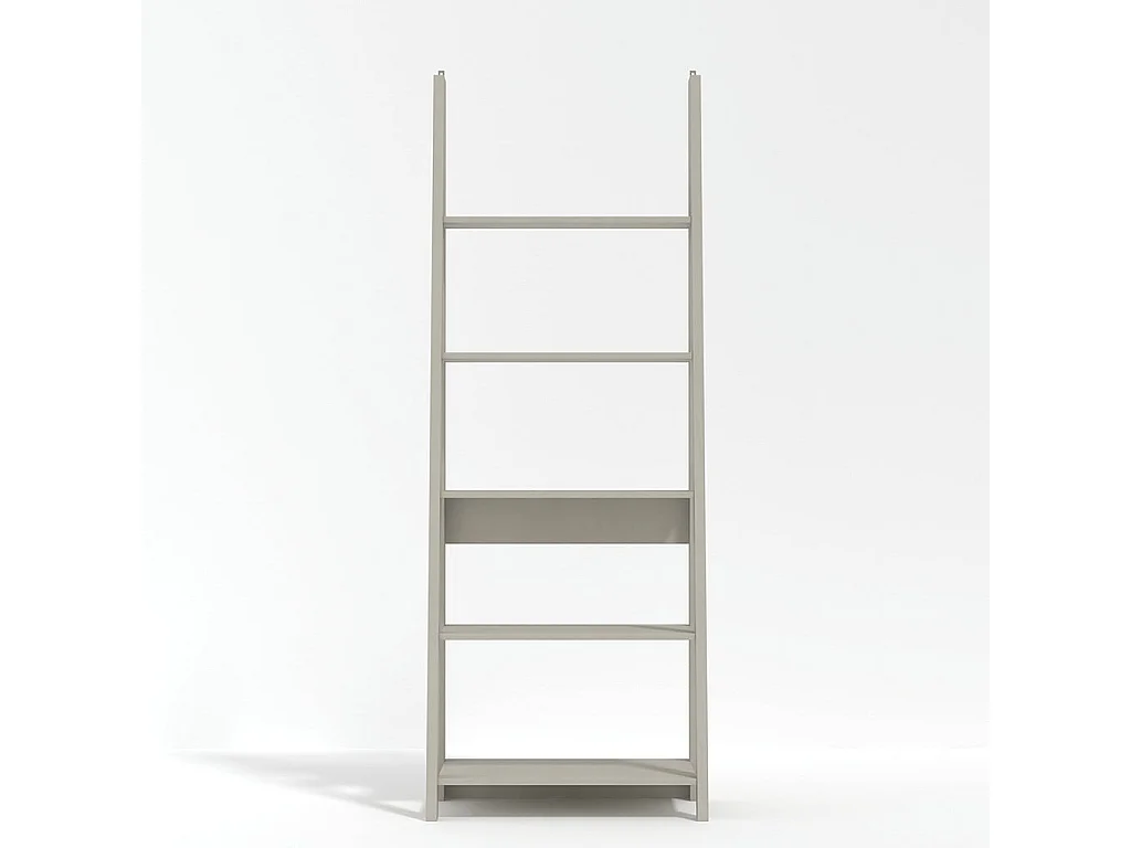 Athy Grey Wooden Ladder Bookcase 5 Shelf Modern Grey Finish