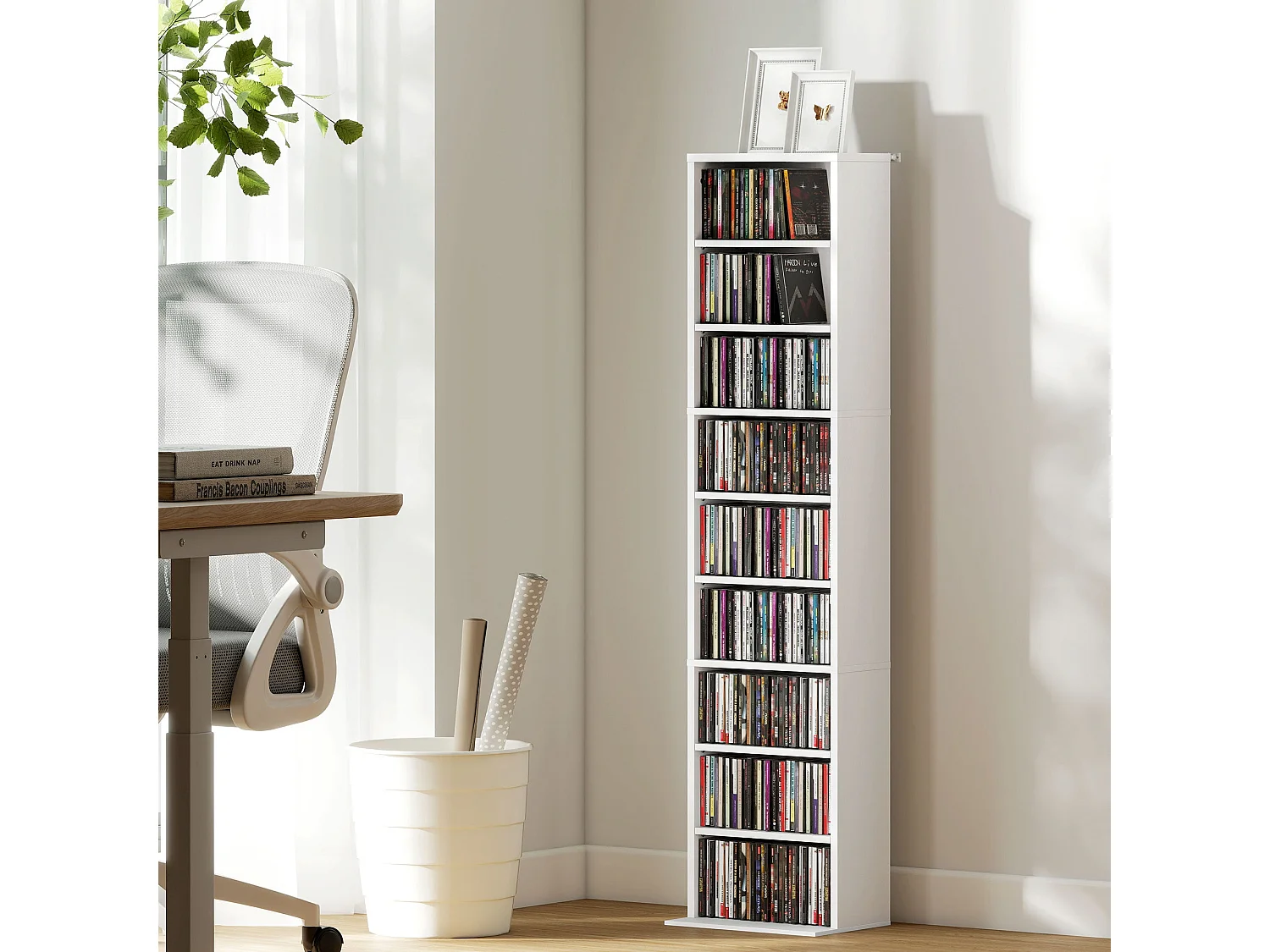 Sovimora Narrow White CD Storage Unit 260 Disc Capacity