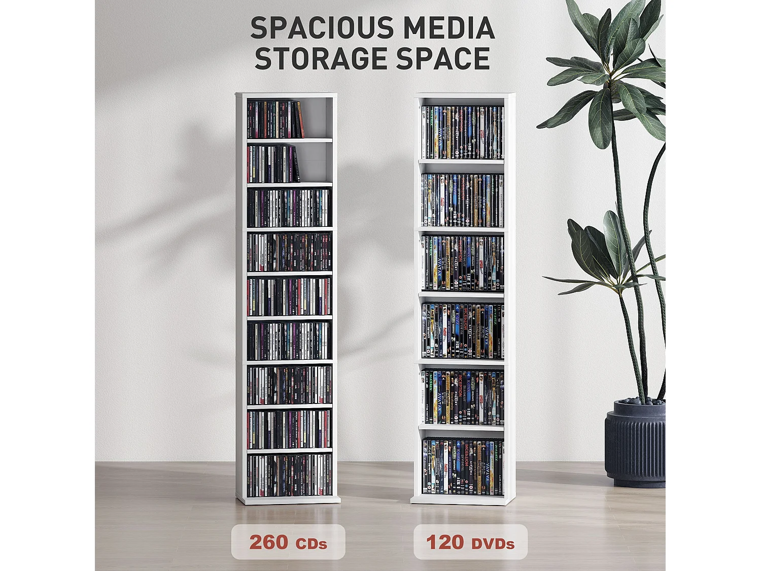 Sovimora Narrow White CD Storage Unit 260 Disc Capacity