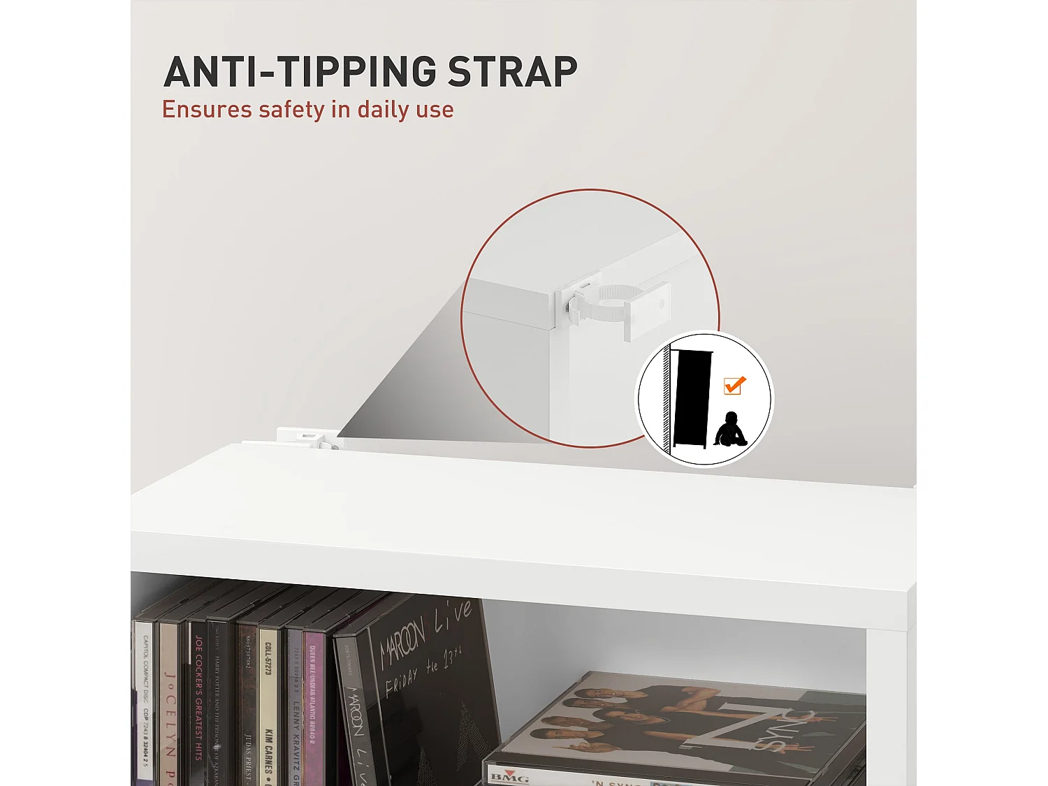 Sovimora Narrow White CD Storage Unit 260 Disc Capacity