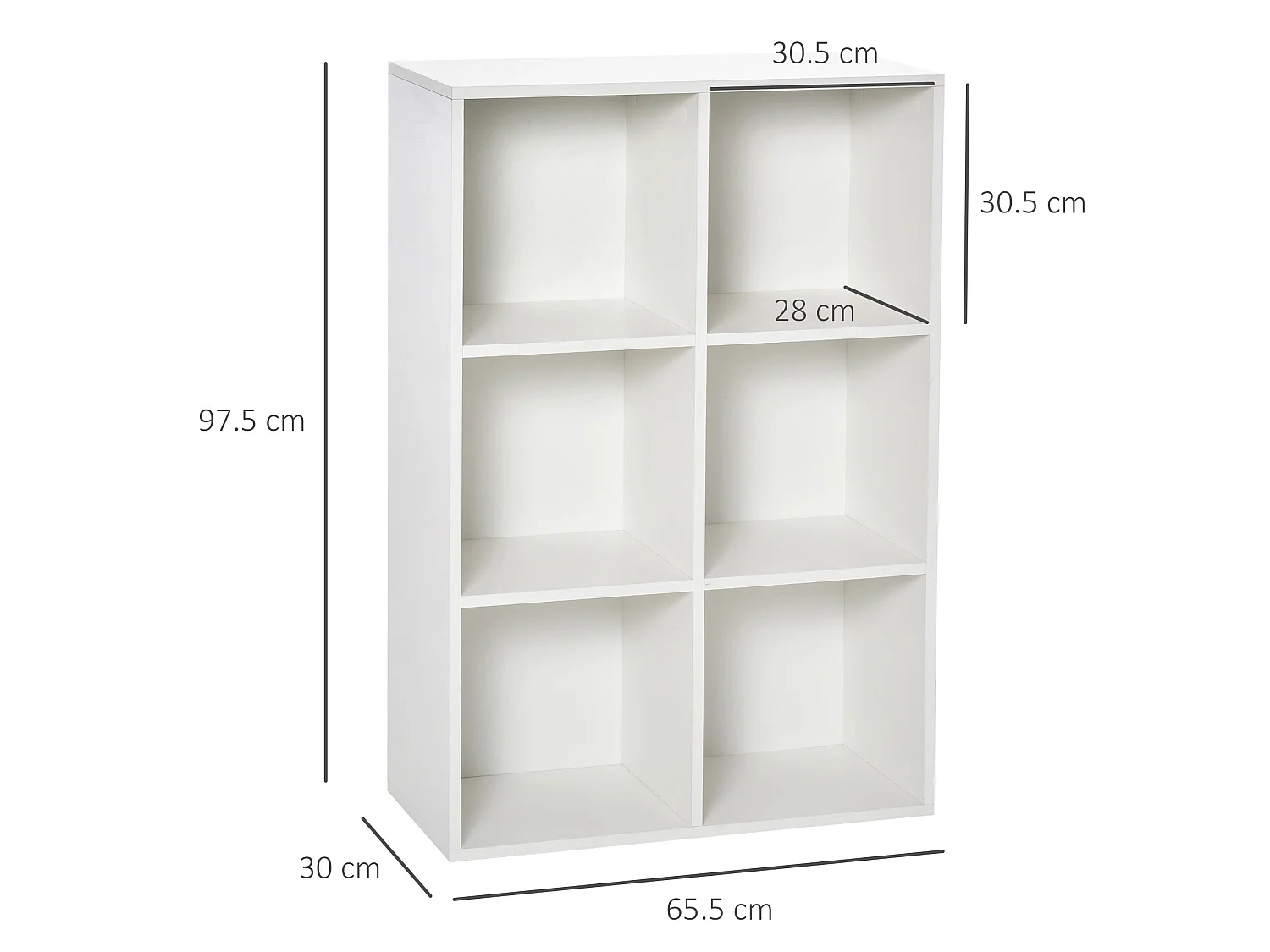 Veniha Nozi 6 Cube White Wood Effect Storage Bookcase