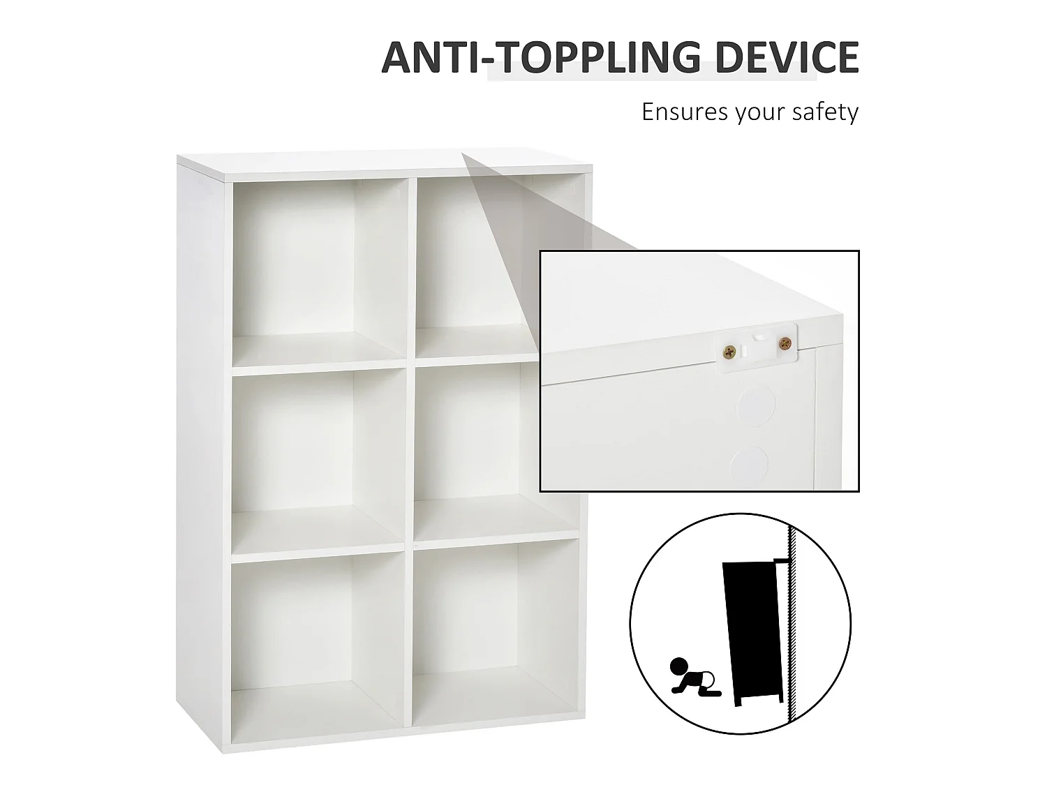 Veniha Nozi 6 Cube White Wood Effect Storage Bookcase